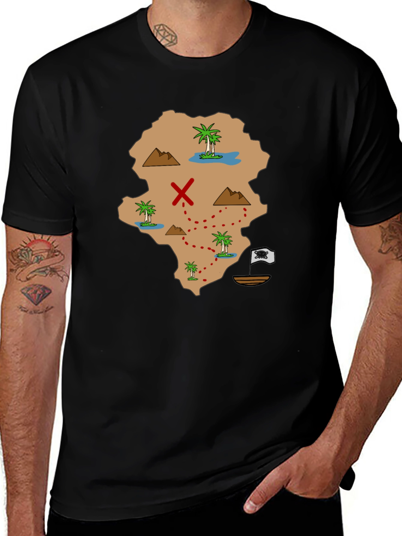 Variant 14 of Pirate Map Graphic Tee - Find Your Treasure!