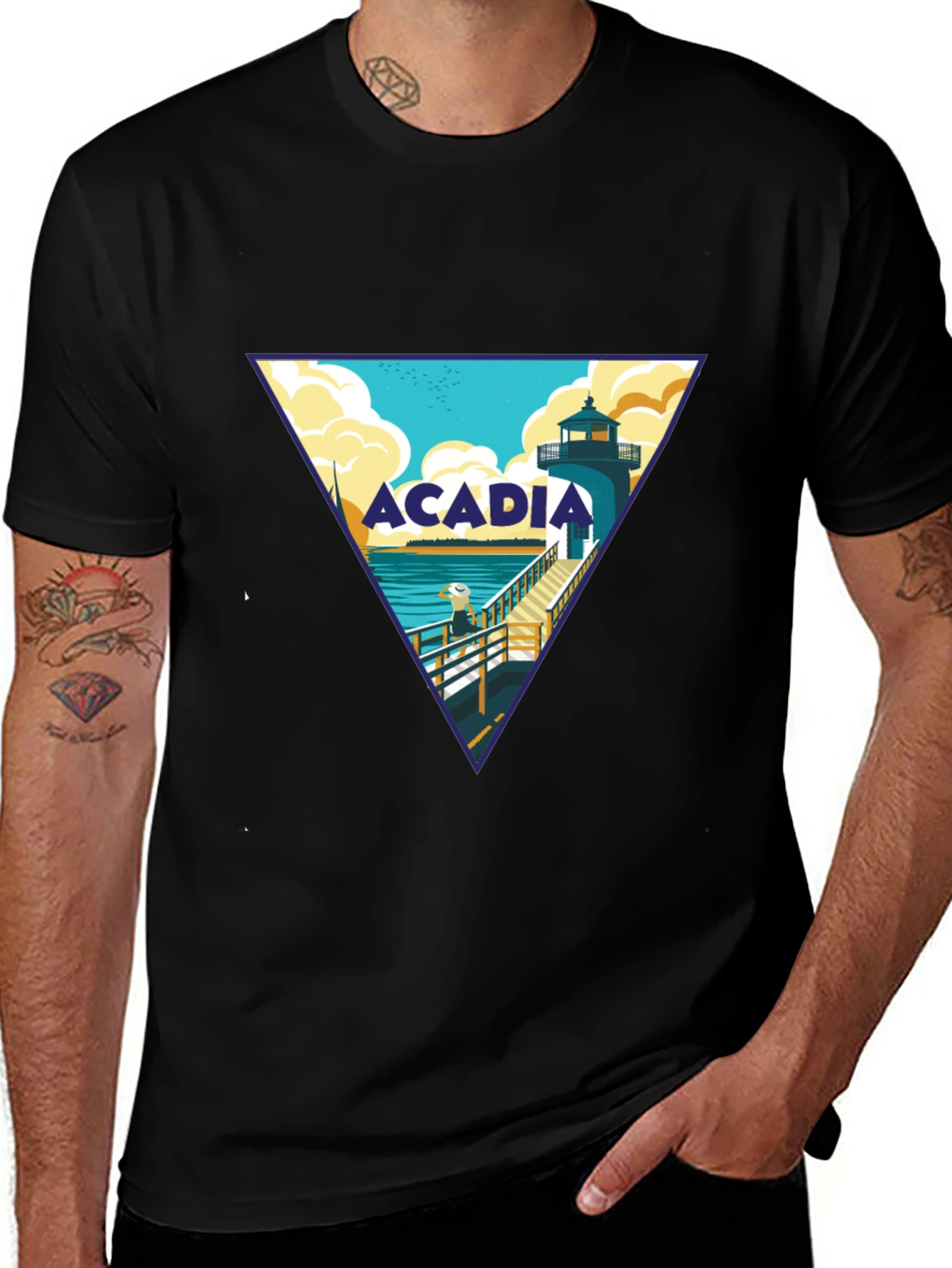 Acadia Lighthouse Graphic Tee - Black