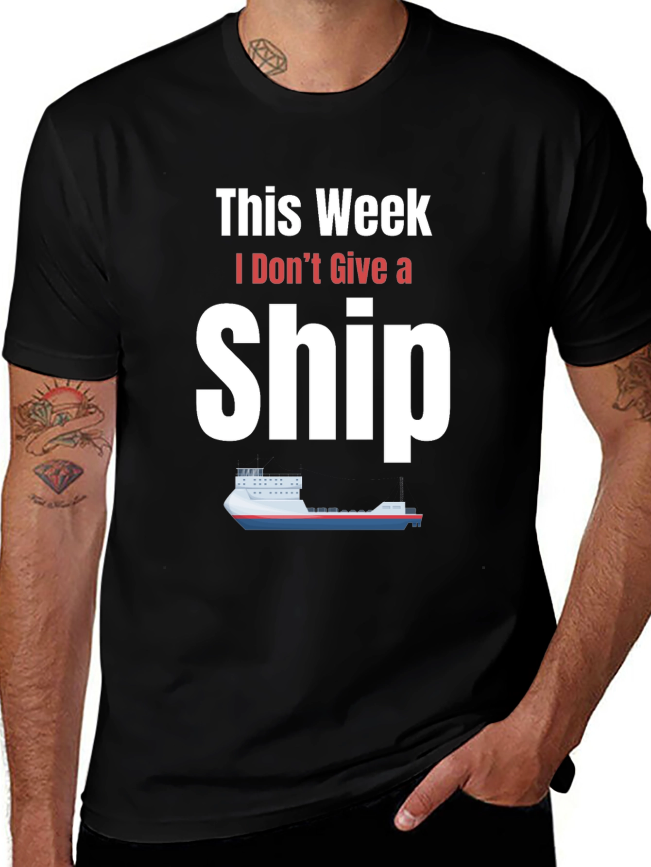 Variant 4 of Funny 'I Don't Give a Ship' Graphic T-Shirt