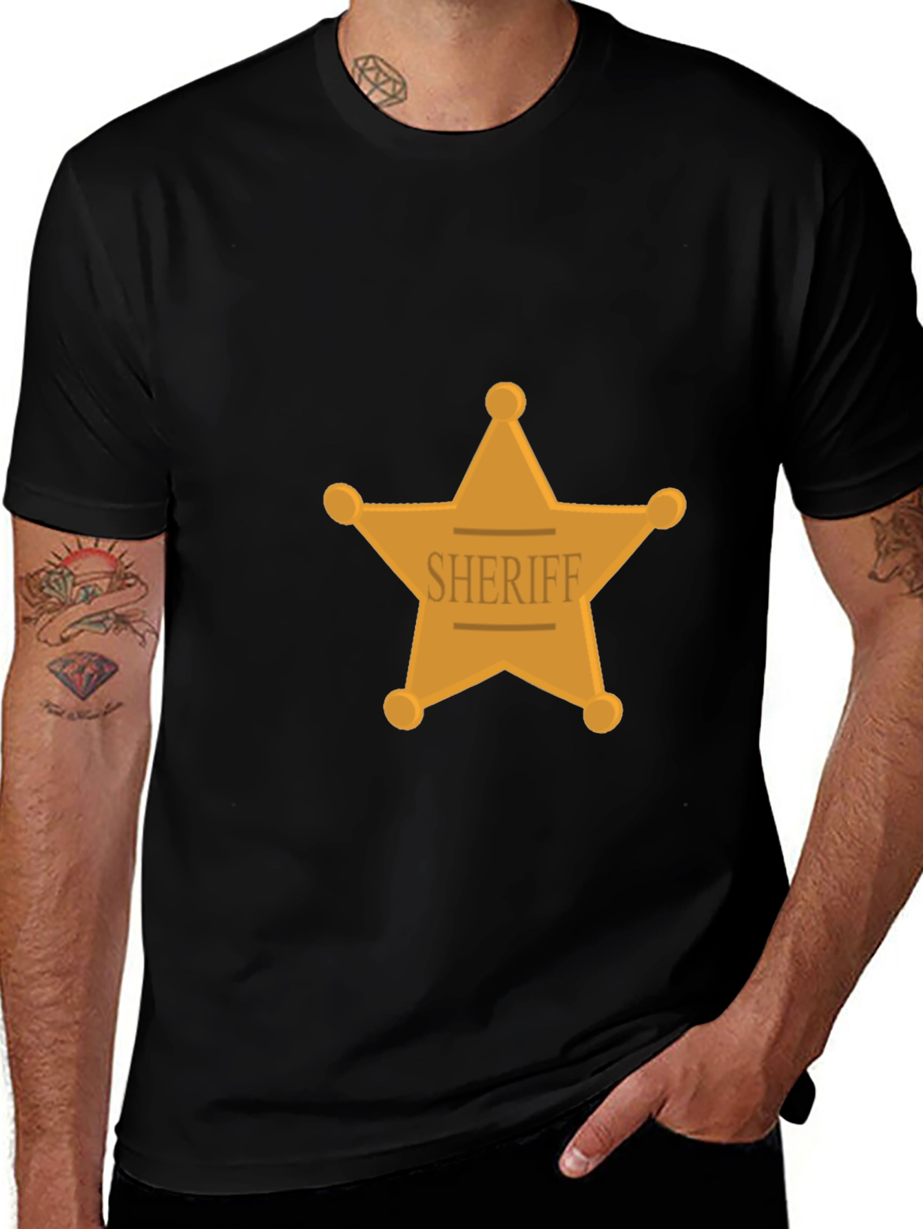 Variant 28 of Sheriff Star Graphic Black T-Shirt