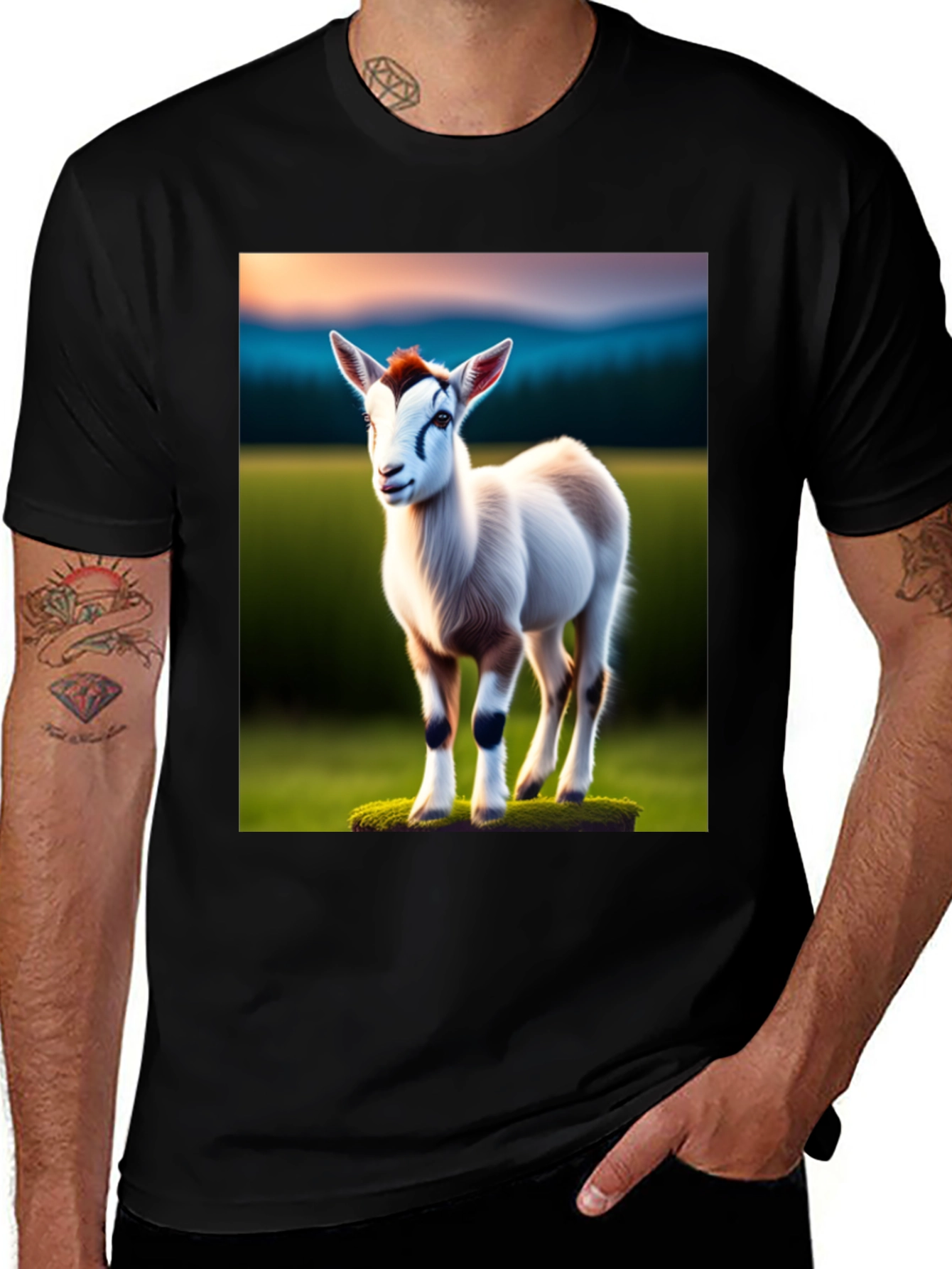 Variant 5 of Goat Portrait Graphic Tee - Stylish Animal Lover Shirt