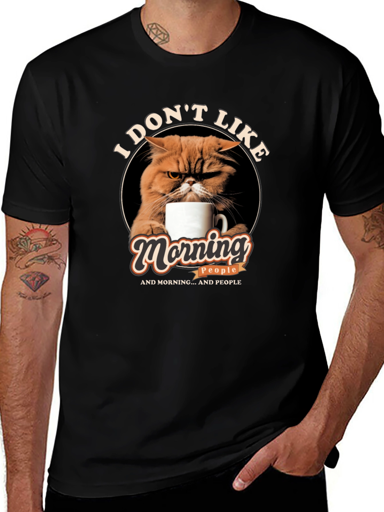 Variant 24 of I Don't Like Morning People Cat Graphic T-Shirt
