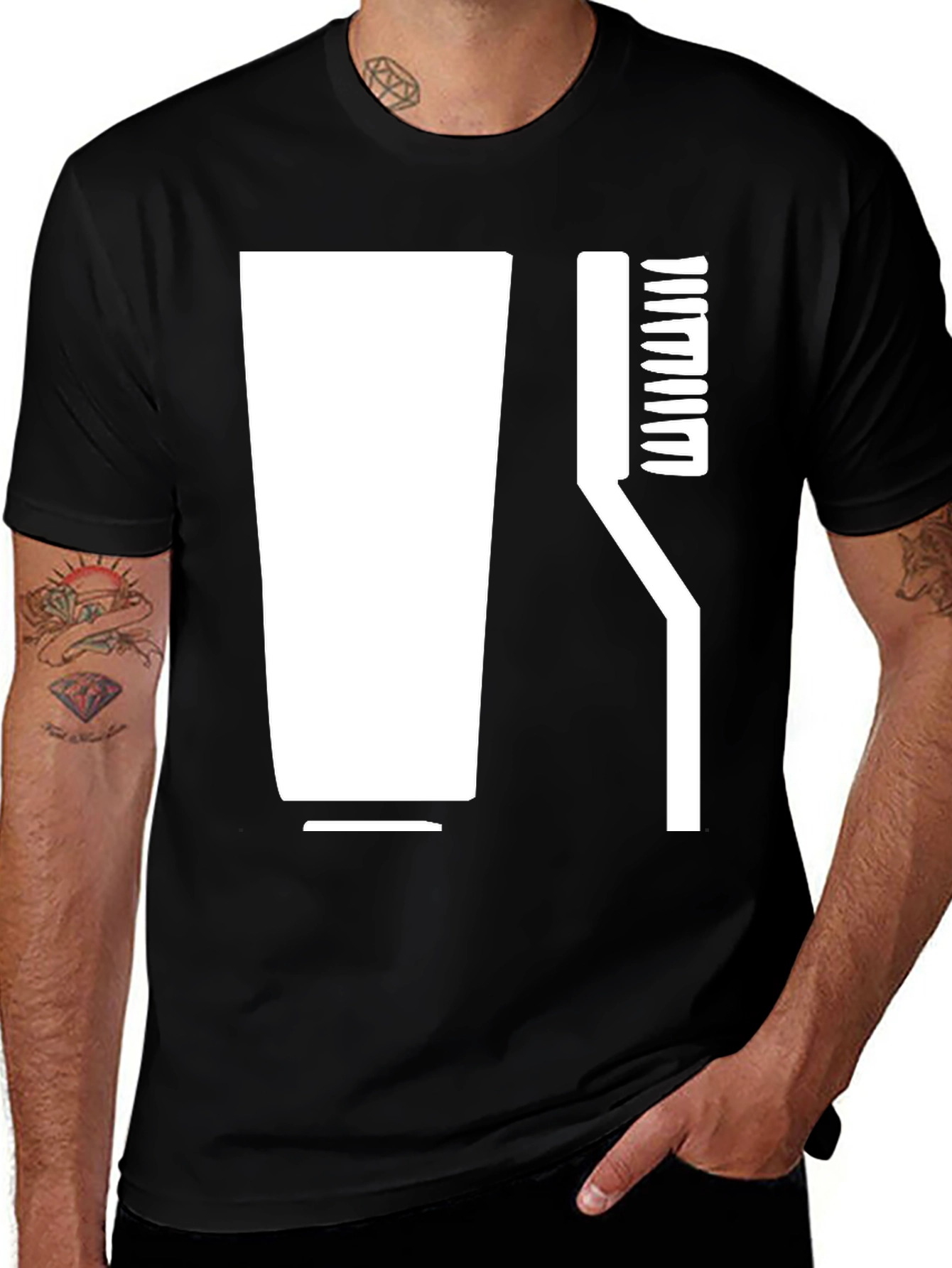 Variant 9 of Stylized Toothbrush & Paste Graphic Tee