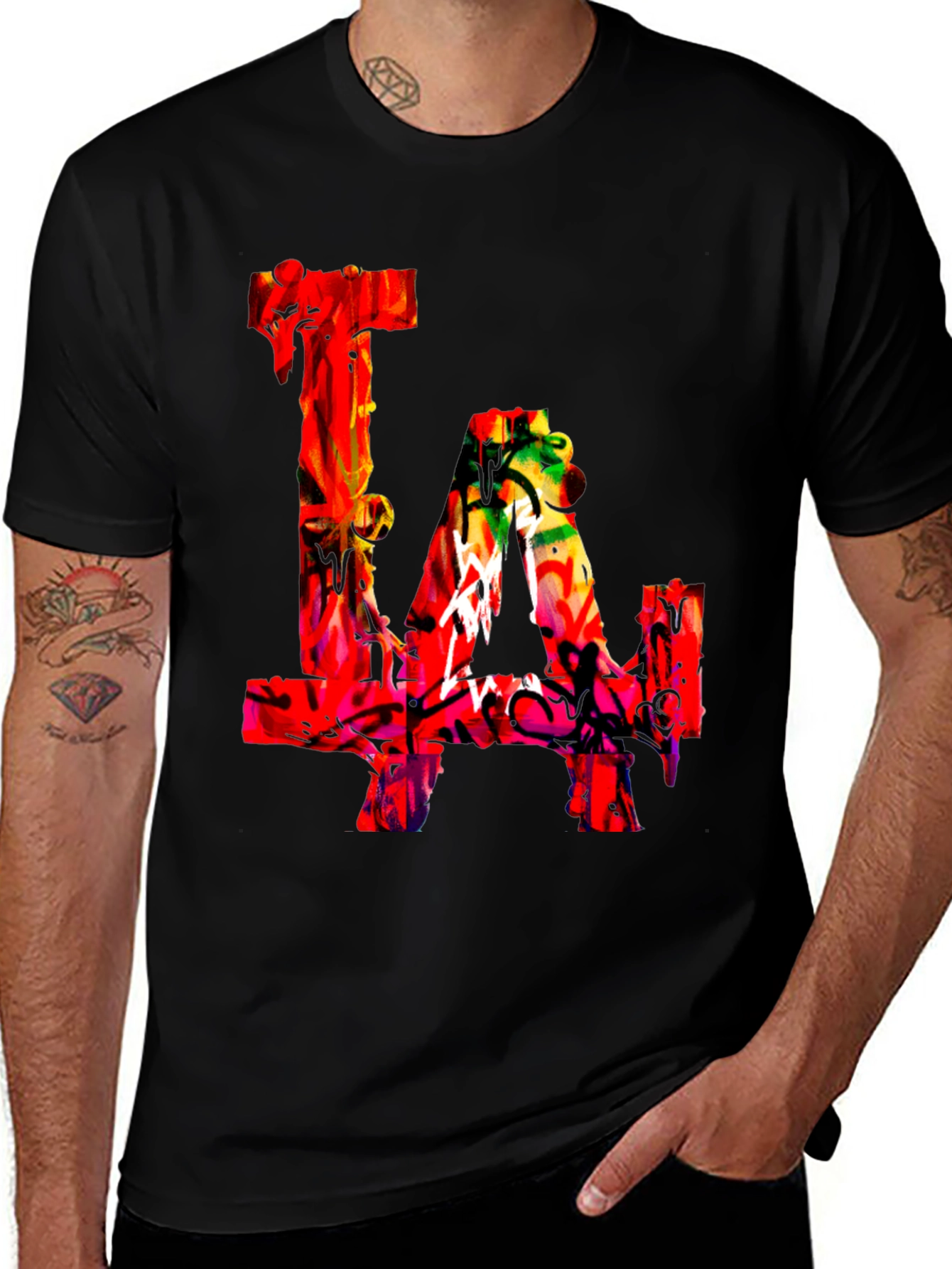 LA Graffiti Art Black T-Shirt