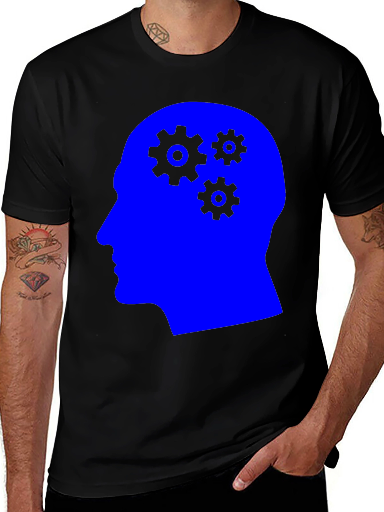 Variant 30 of Thinking Gears Graphic Tee - Black Cotton T-Shirt