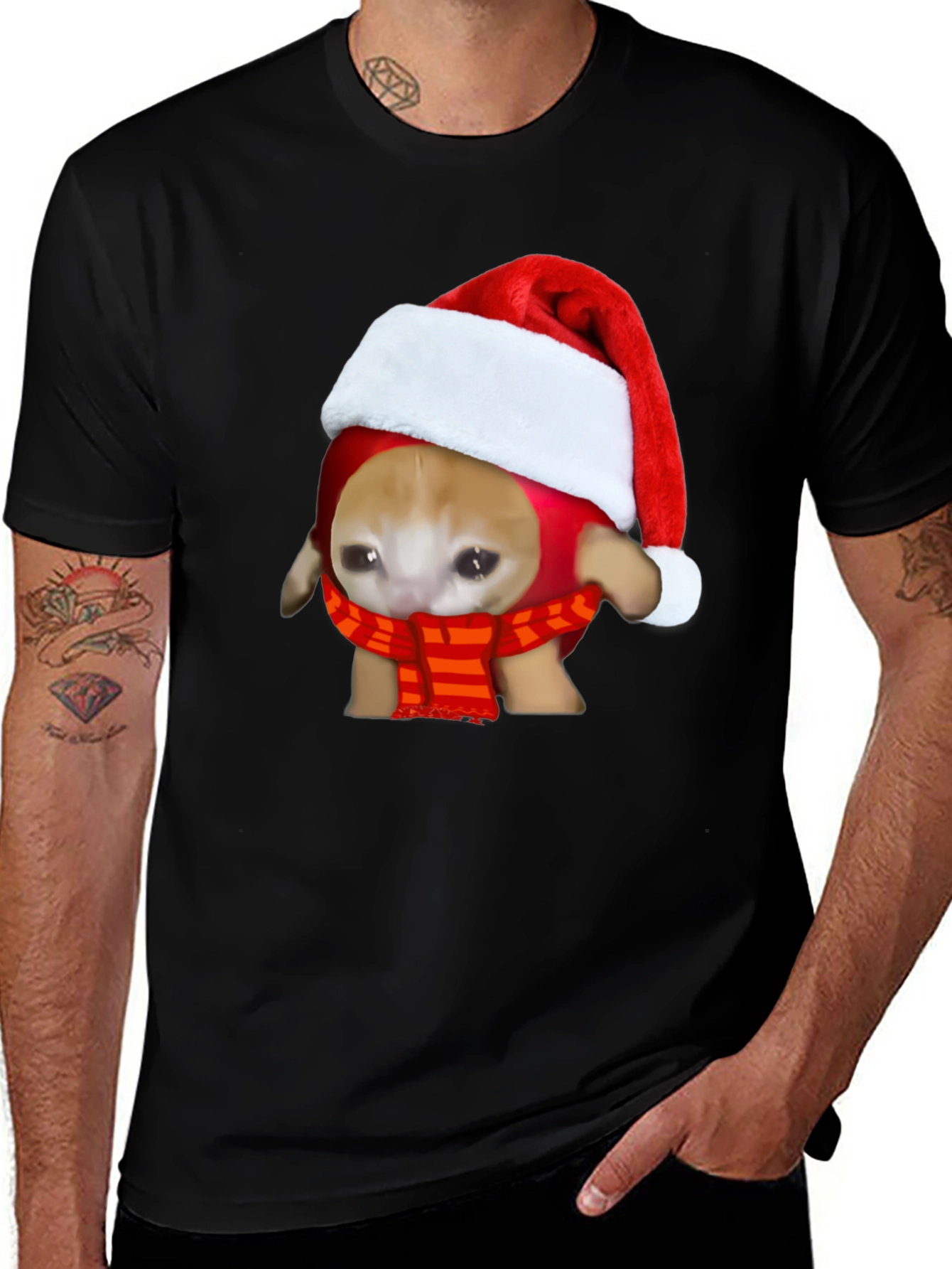 Variant 23 of Sad Cat Christmas T-Shirt