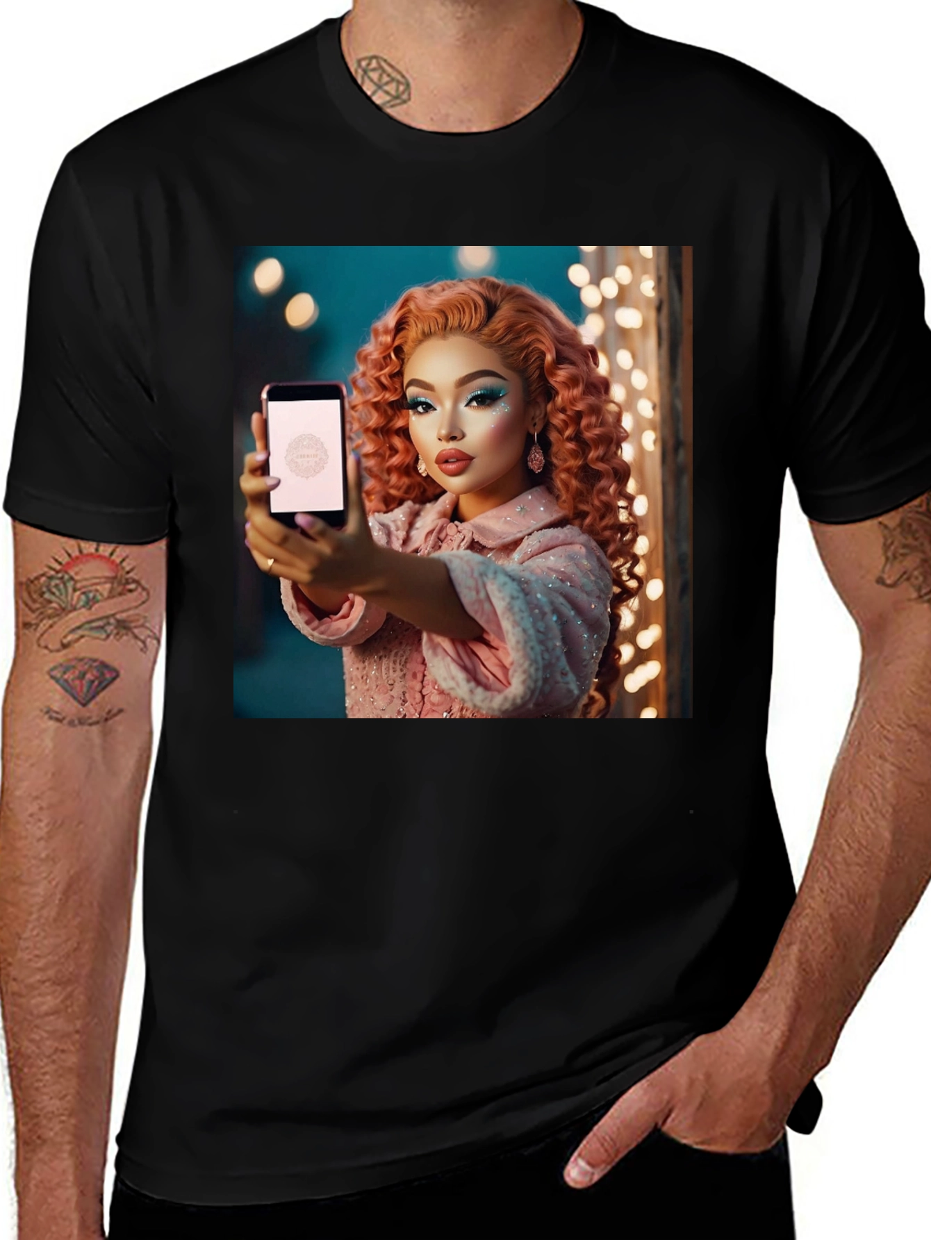 Variant 25 of Stylish Black T-Shirt with Glamorous Woman Graphic
