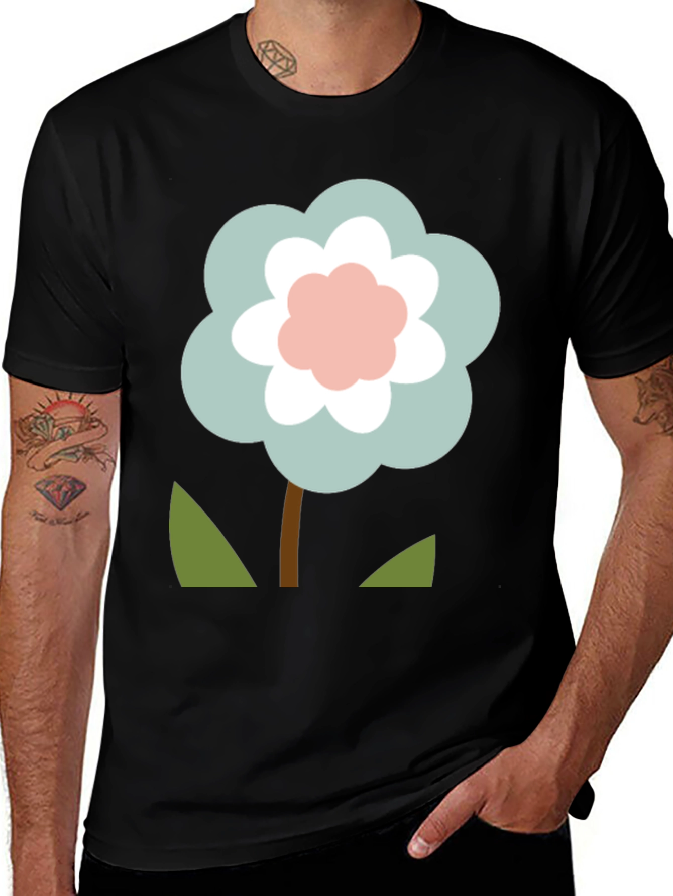 Variant 27 of Black T-Shirt with Flower Graphic