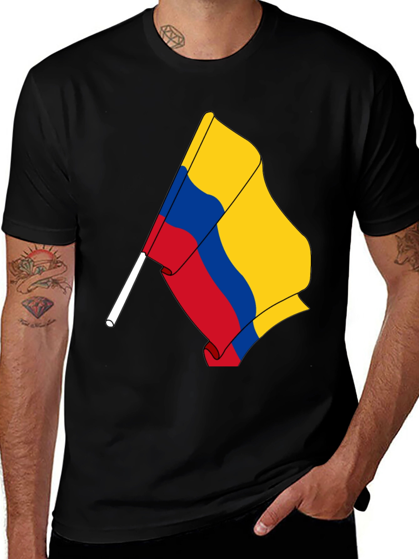 Variant 14 of Colombian Flag Graphic Tee - Black T-Shirt