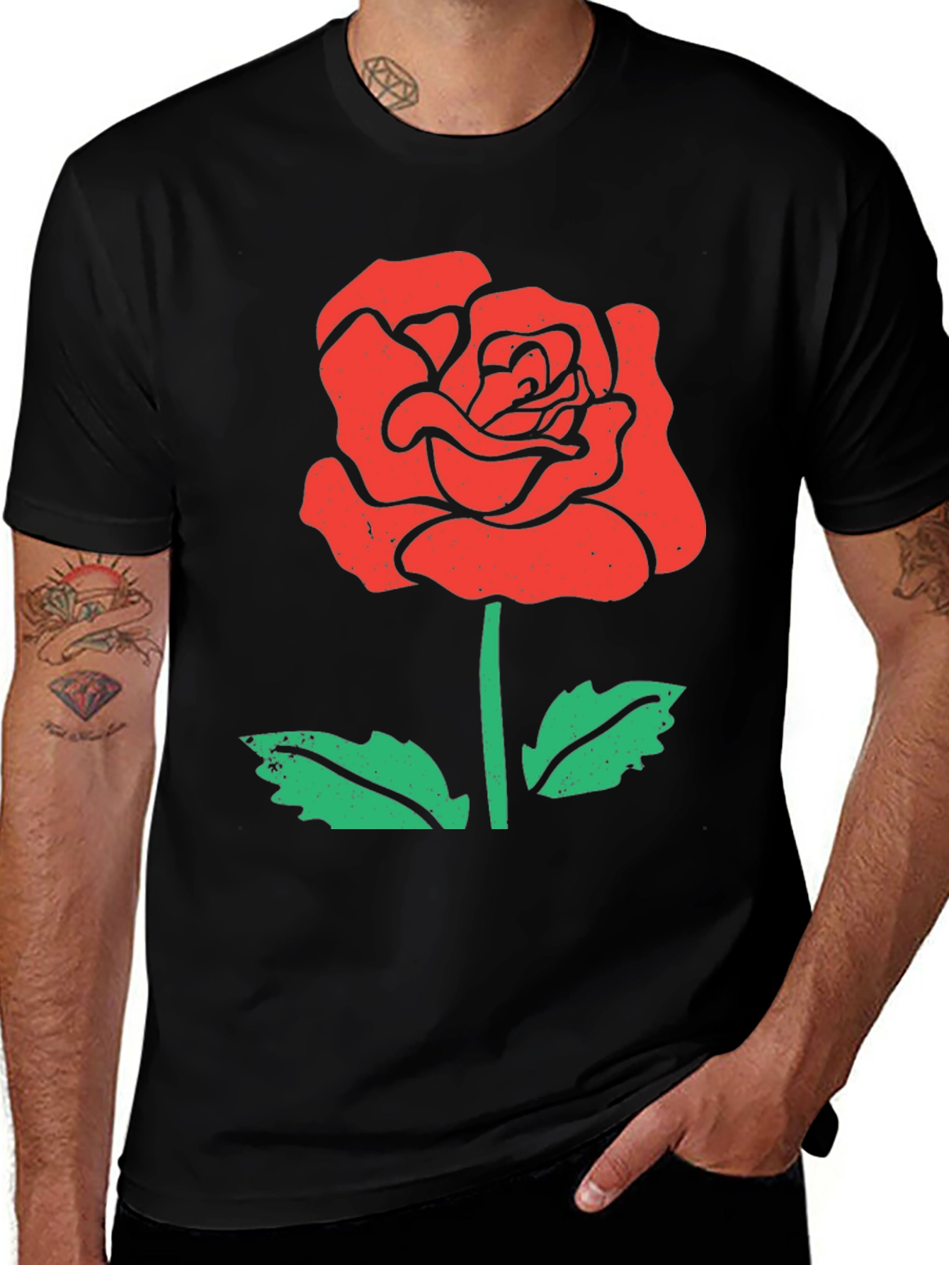Red Rose Graphic Tee - Stylish Floral T-Shirt