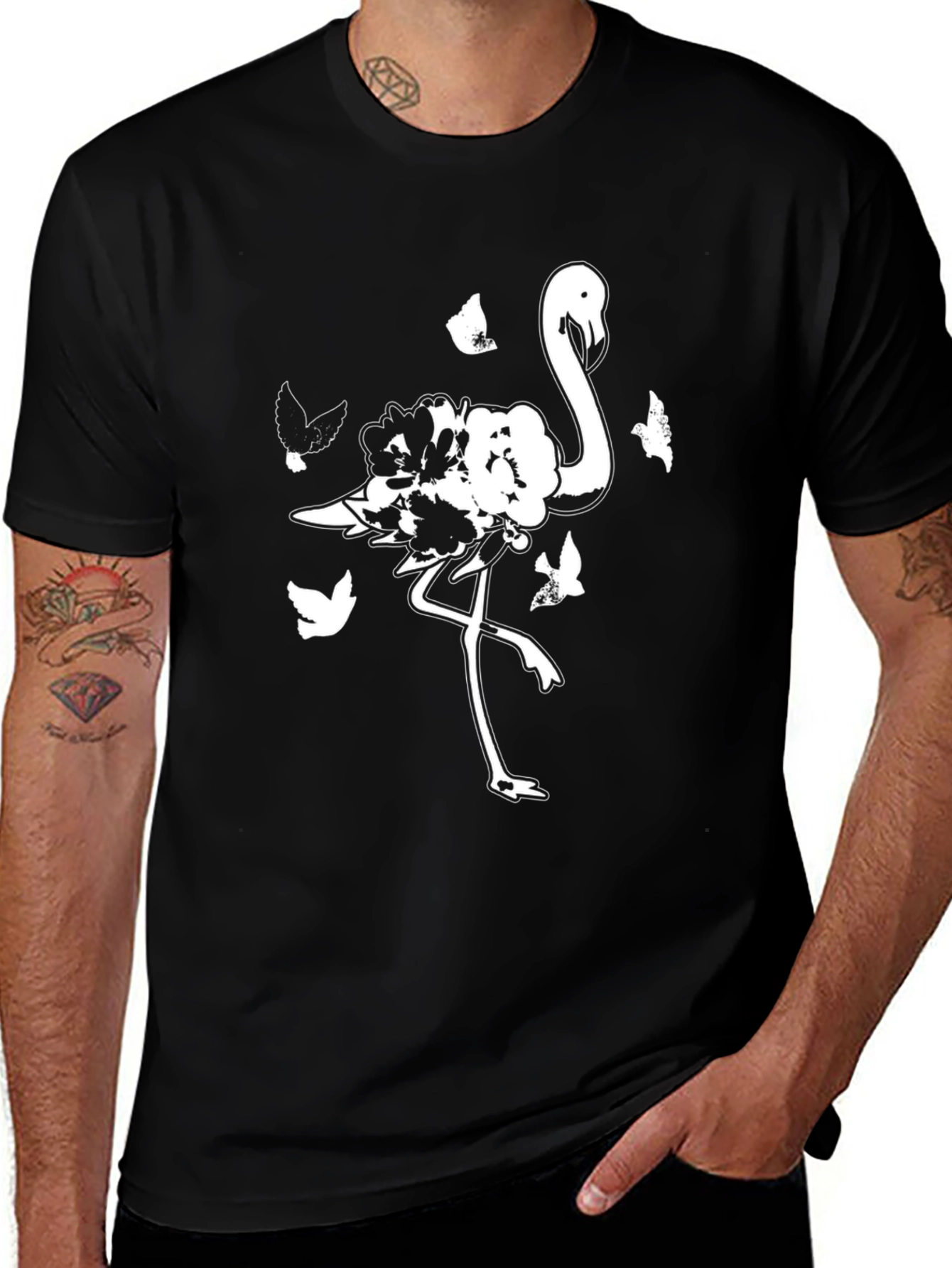 Variant 18 of Black Flamingo Graphic Tee - Unique Bird Design