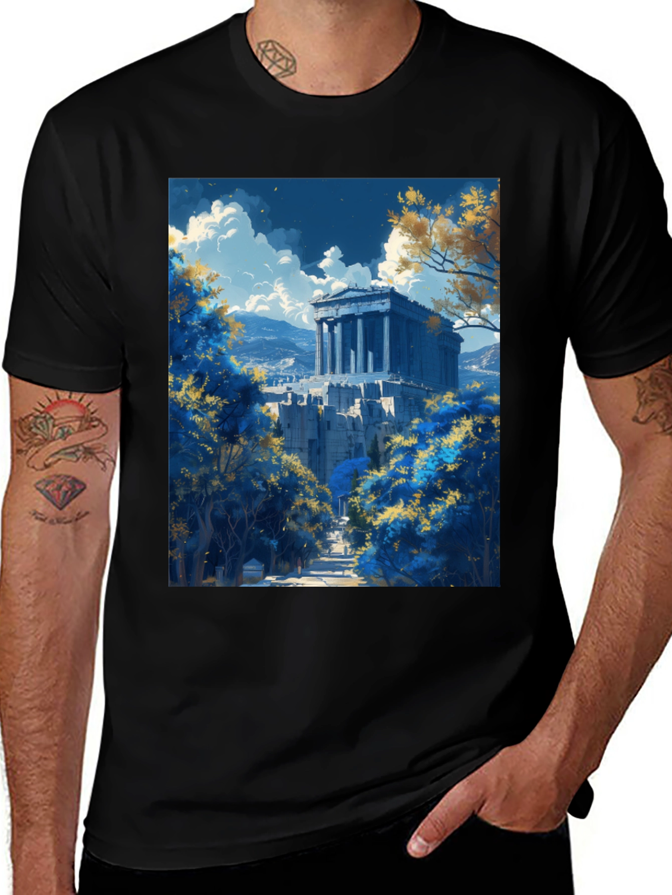 Variant 14 of Parthenon Art Print Black T-Shirt
