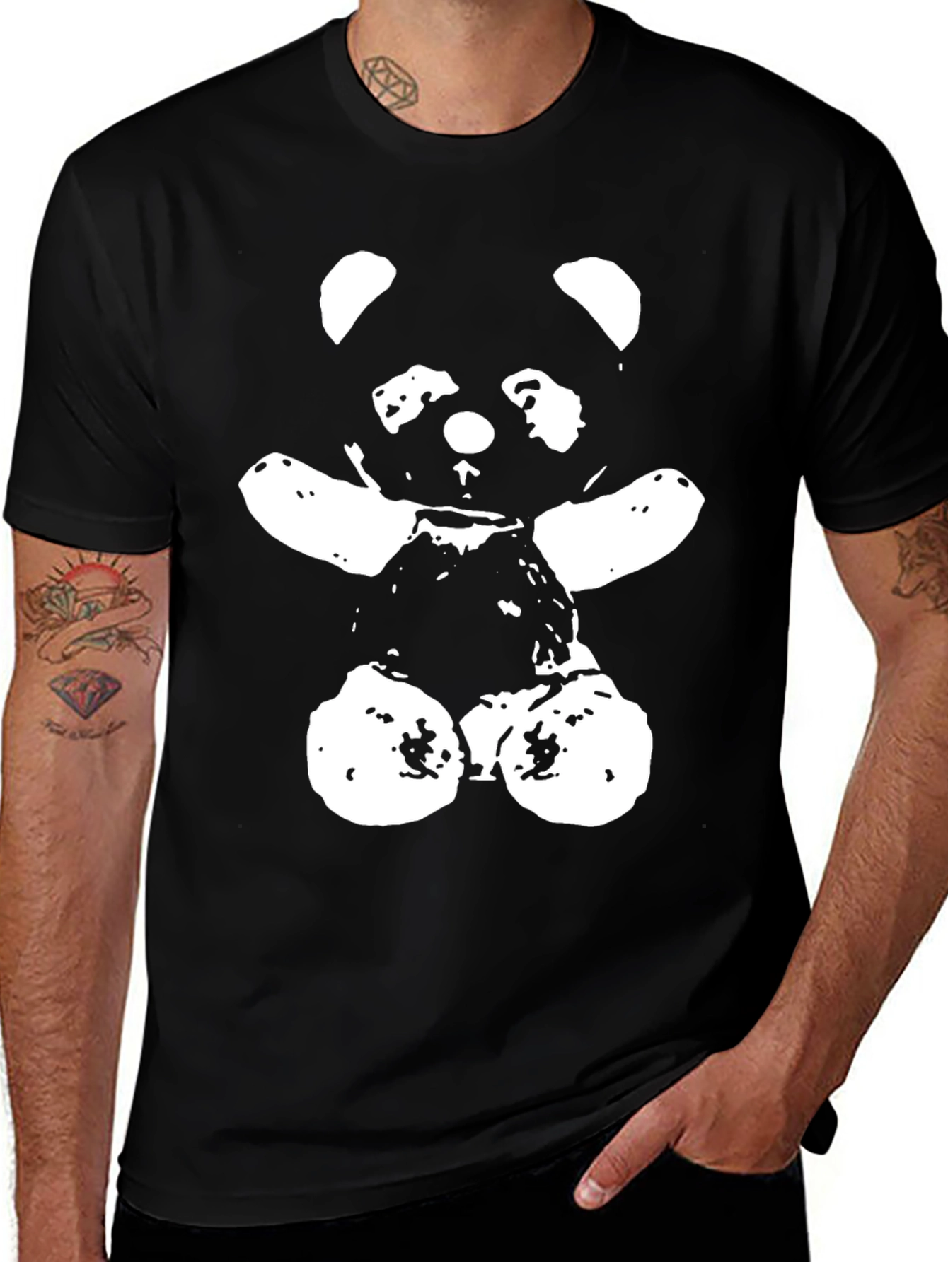 Variant 24 of Panda Bear Graphic Tee - Modern Black T-Shirt