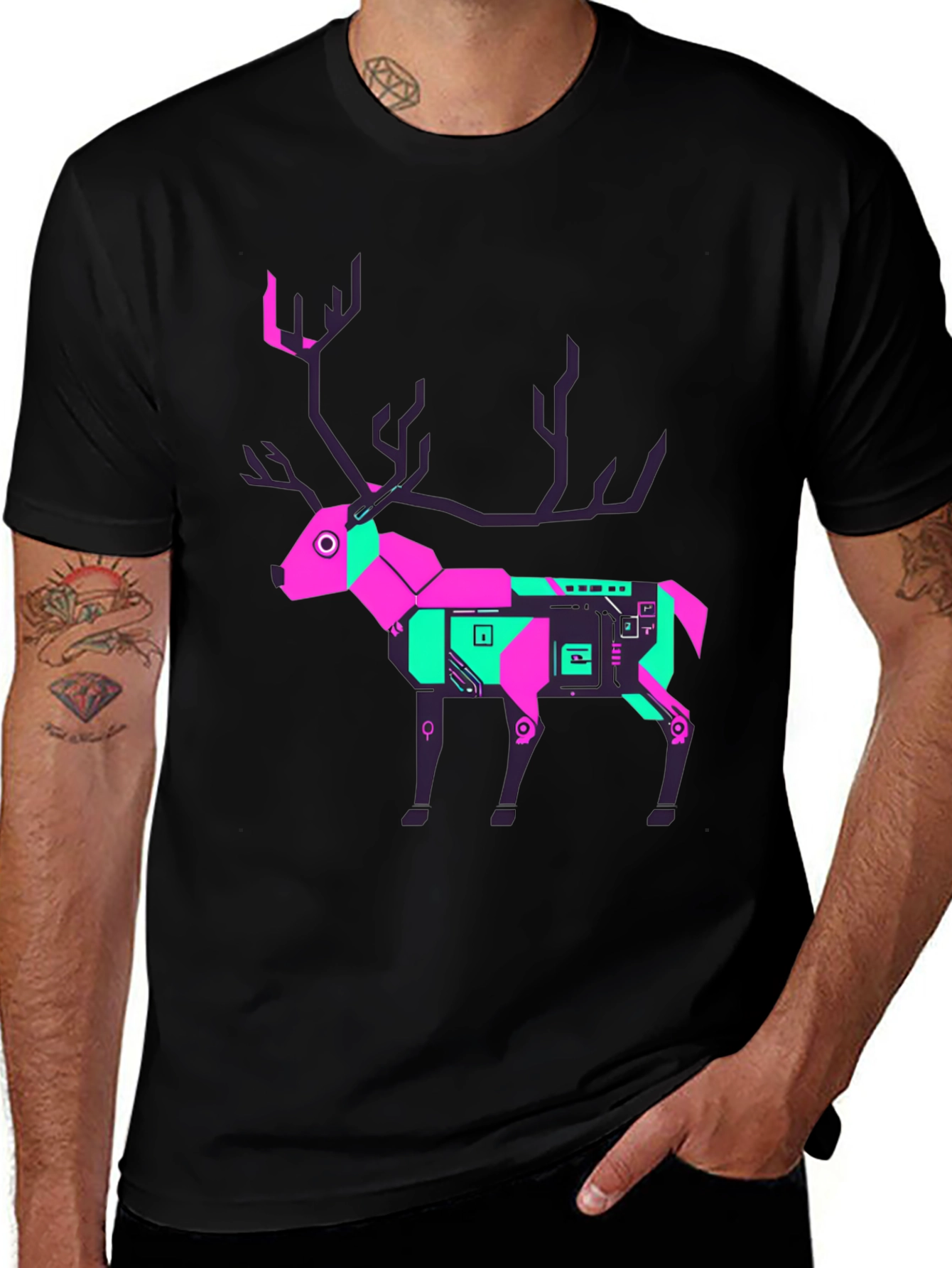 Variant 30 of Geometric Neon Deer Graphic T-Shirt