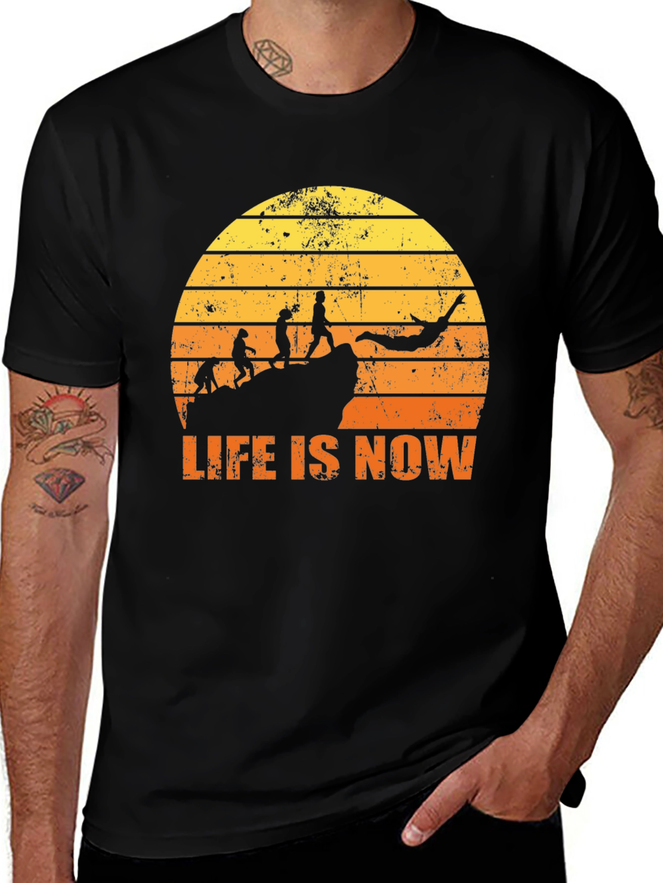 Variant 24 of Life Is Now Graphic Tee - Black Short Sleeve T-Shirt