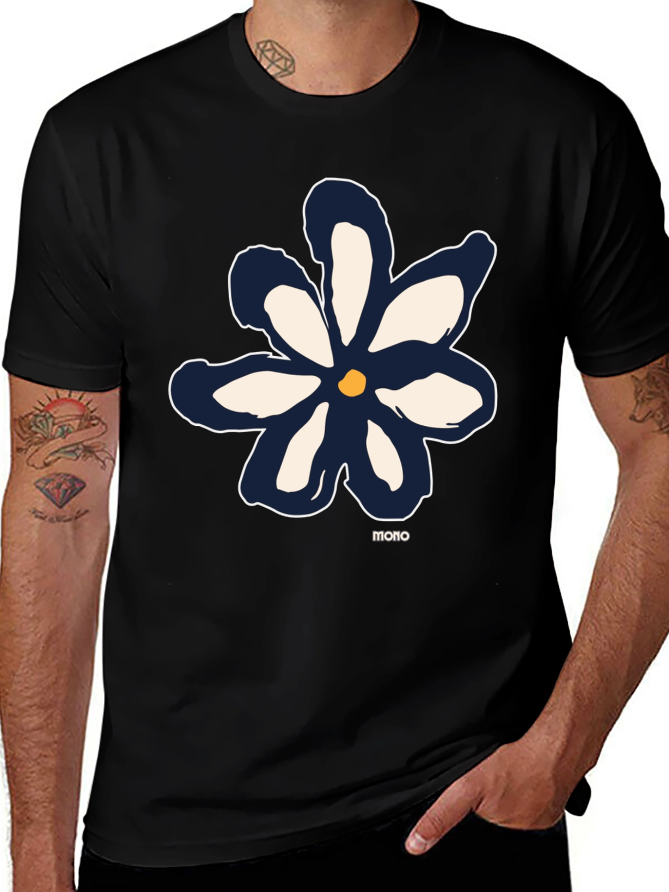 Variant 12 of Mono Flower Graphic Black T-Shirt