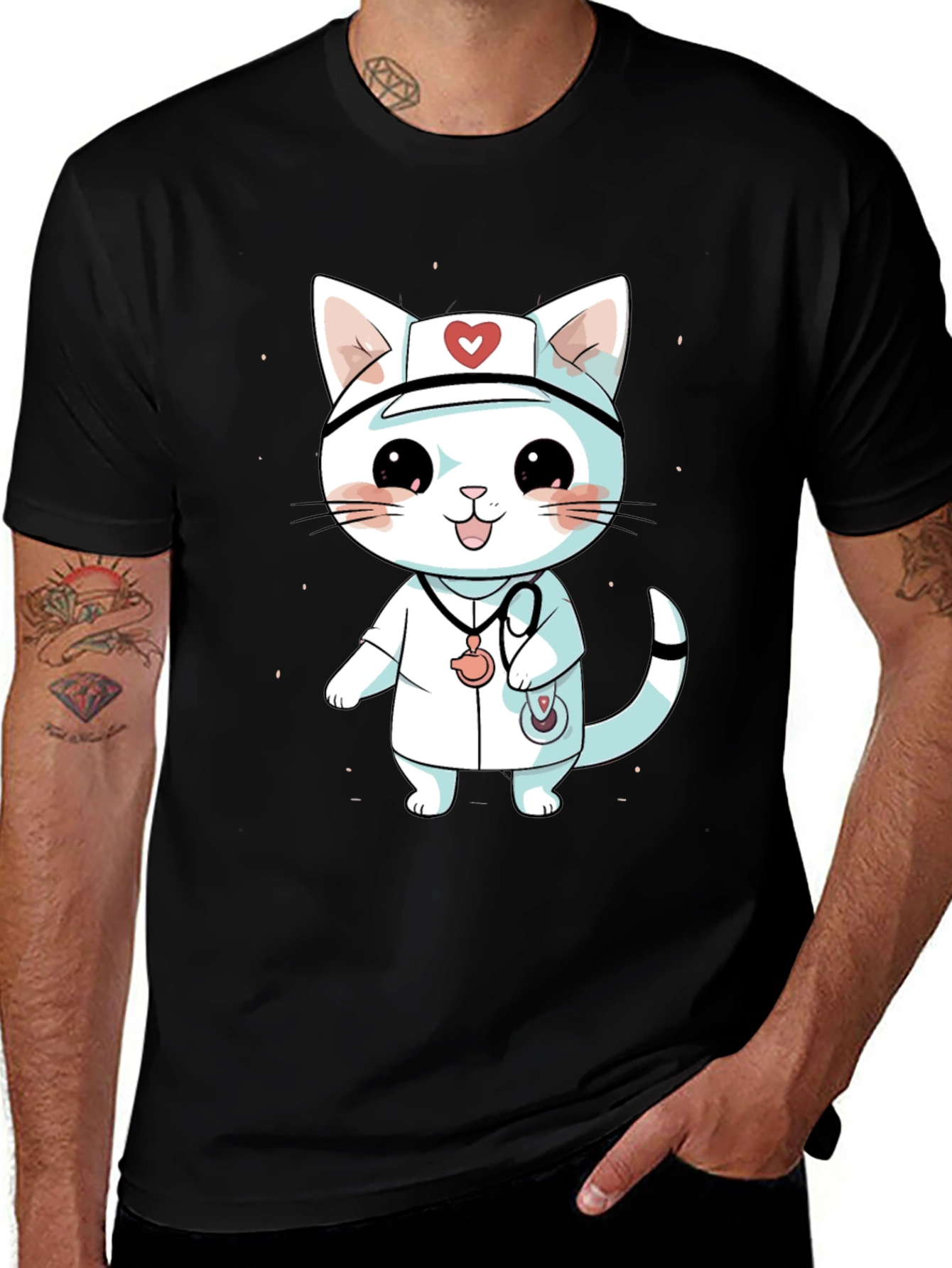 Variant 6 of Cute Cartoon Cat Nurse T-Shirt