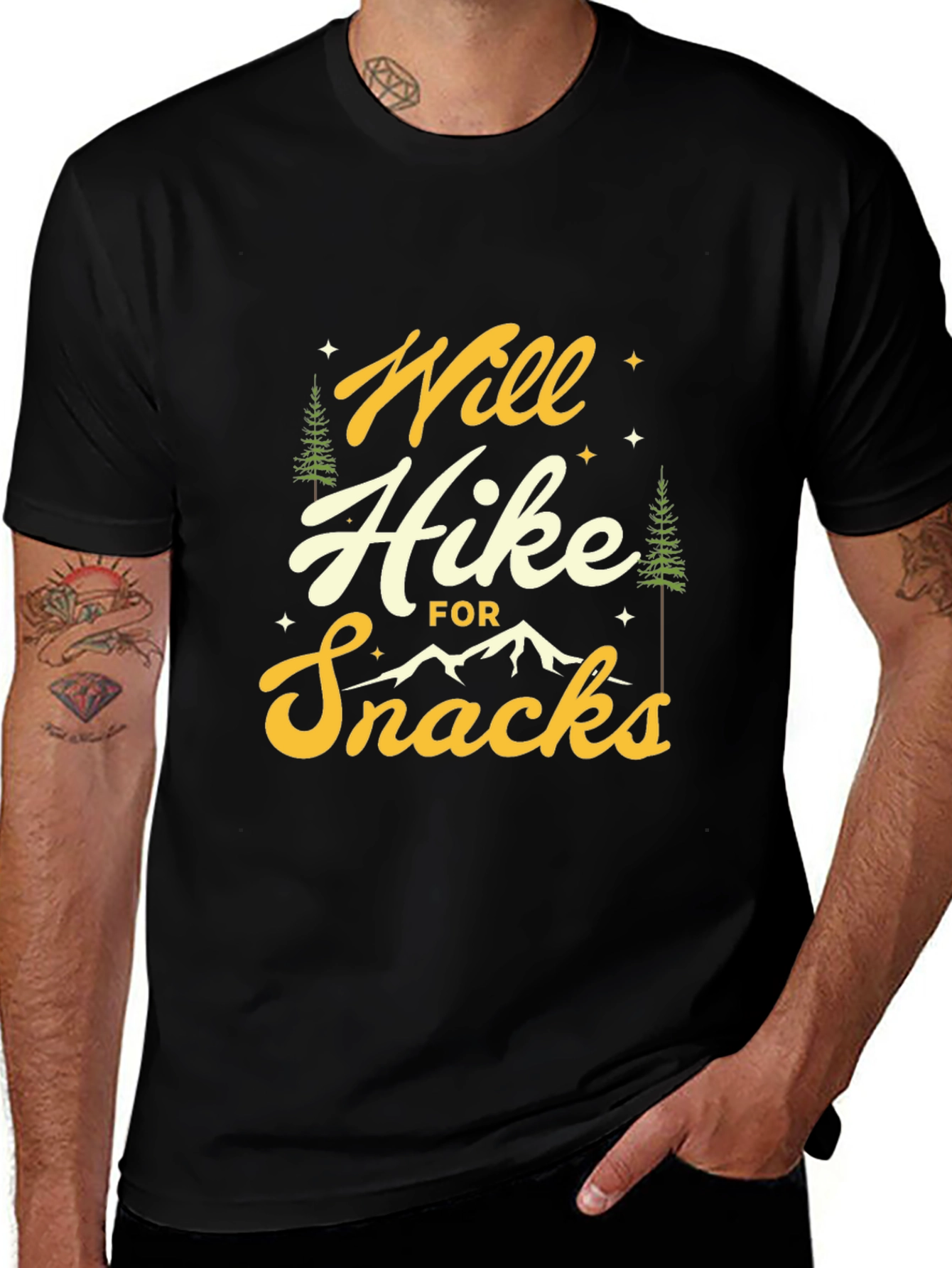 Variant 18 of Hiker Tee: Will Hike For Snacks Graphic T-Shirt