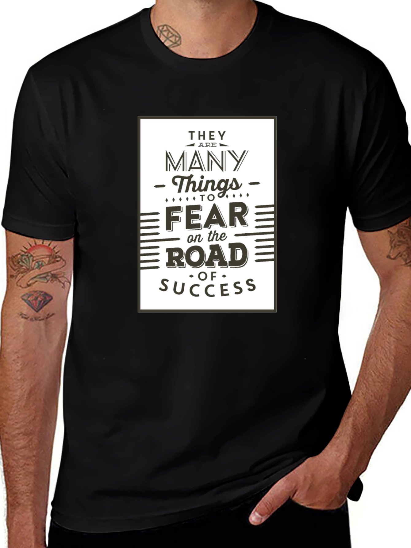 Variant 15 of Road to Success Graphic Tee - Motivational Black T-Shirt