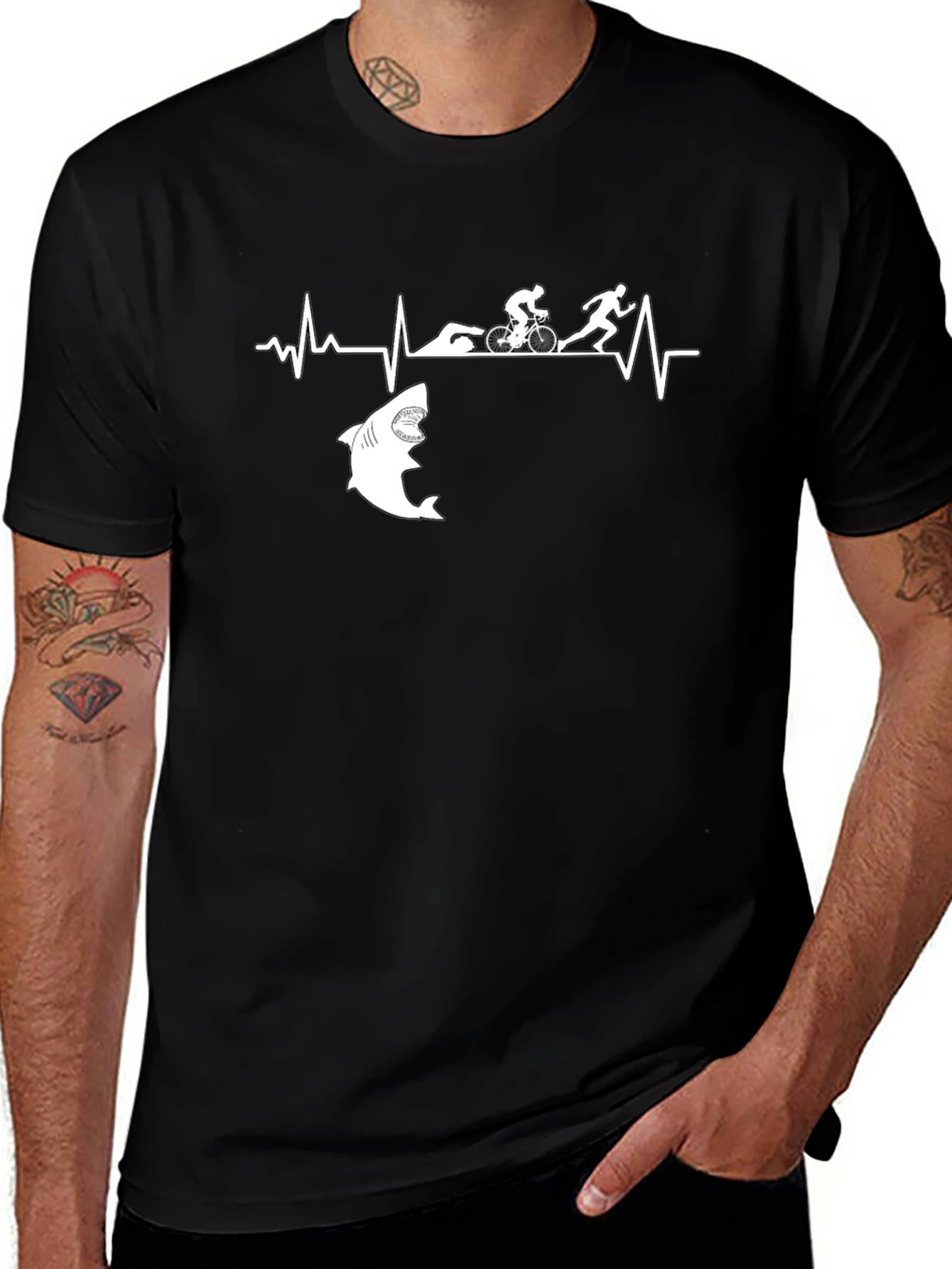Variant 28 of Triathlon Shark Attack T-Shirt