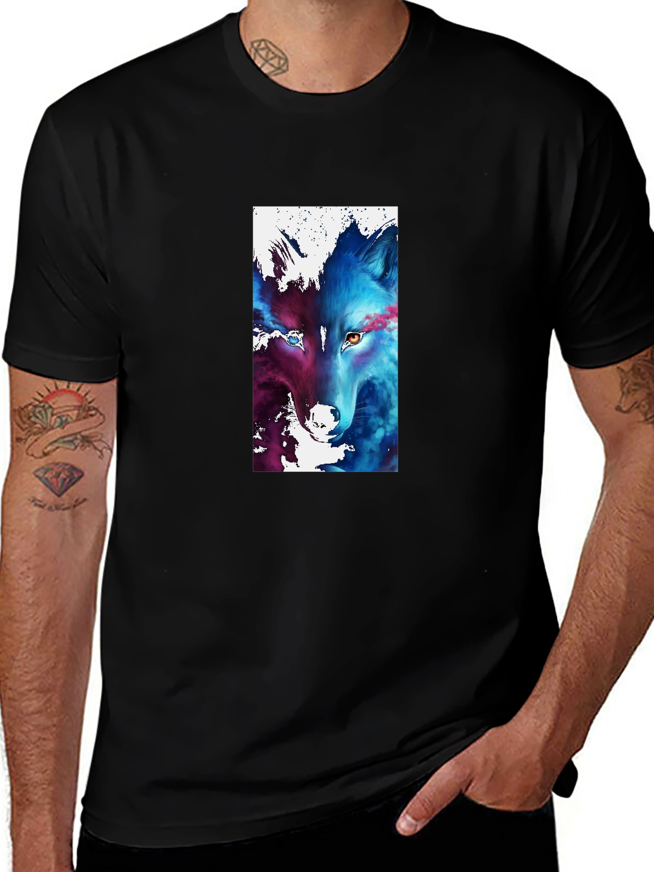 Variant 30 of Abstract Wolf Graphic Black T-Shirt