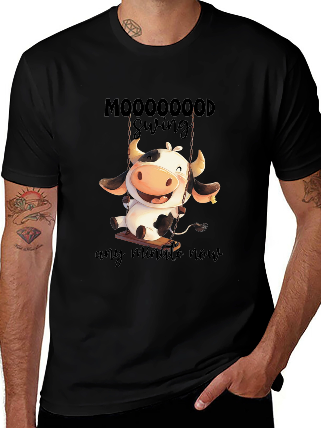 Variant 21 of Moooooood Swing Black T-Shirt - Cute Cow Design