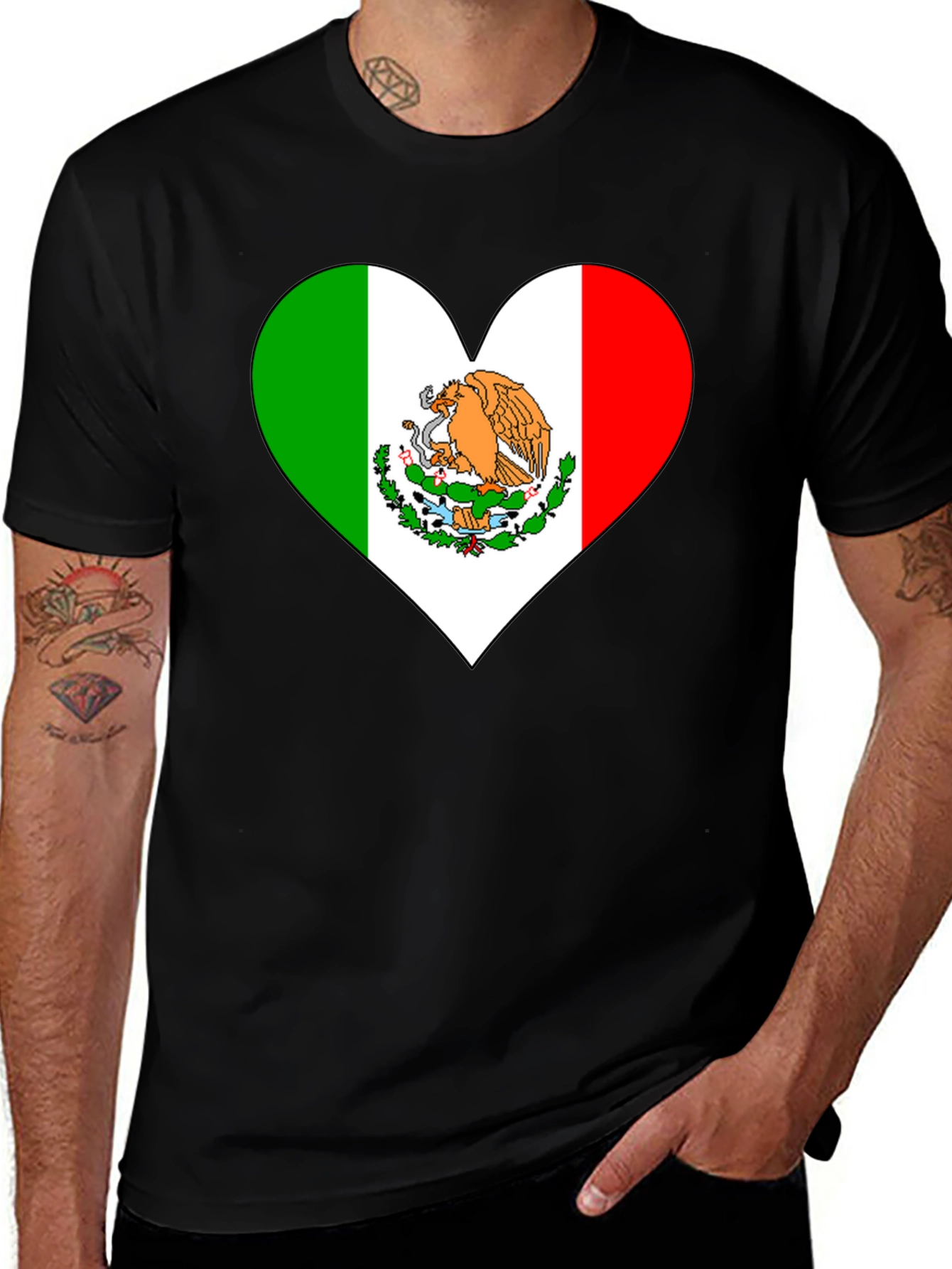 Variant 25 of Mexico Flag Heart Graphic Tee