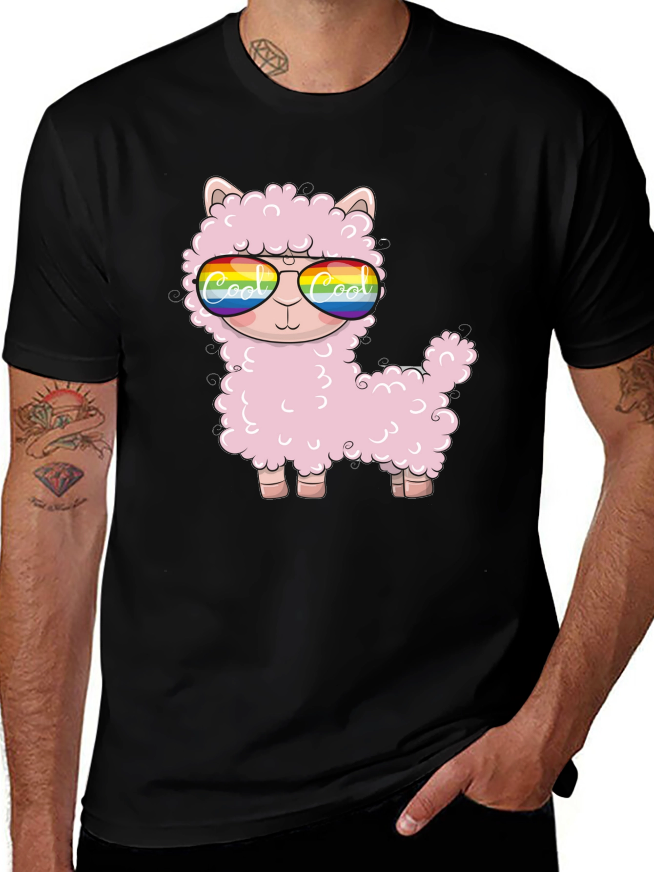 Variant 8 of Cool Llama Black T-Shirt