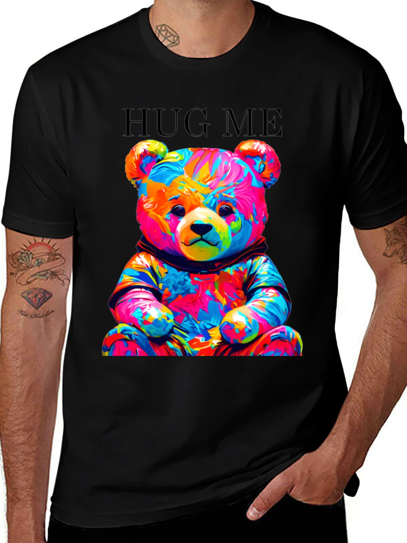 Variant 23 of Colorful Teddy Bear Hug Me Graphic T-Shirt