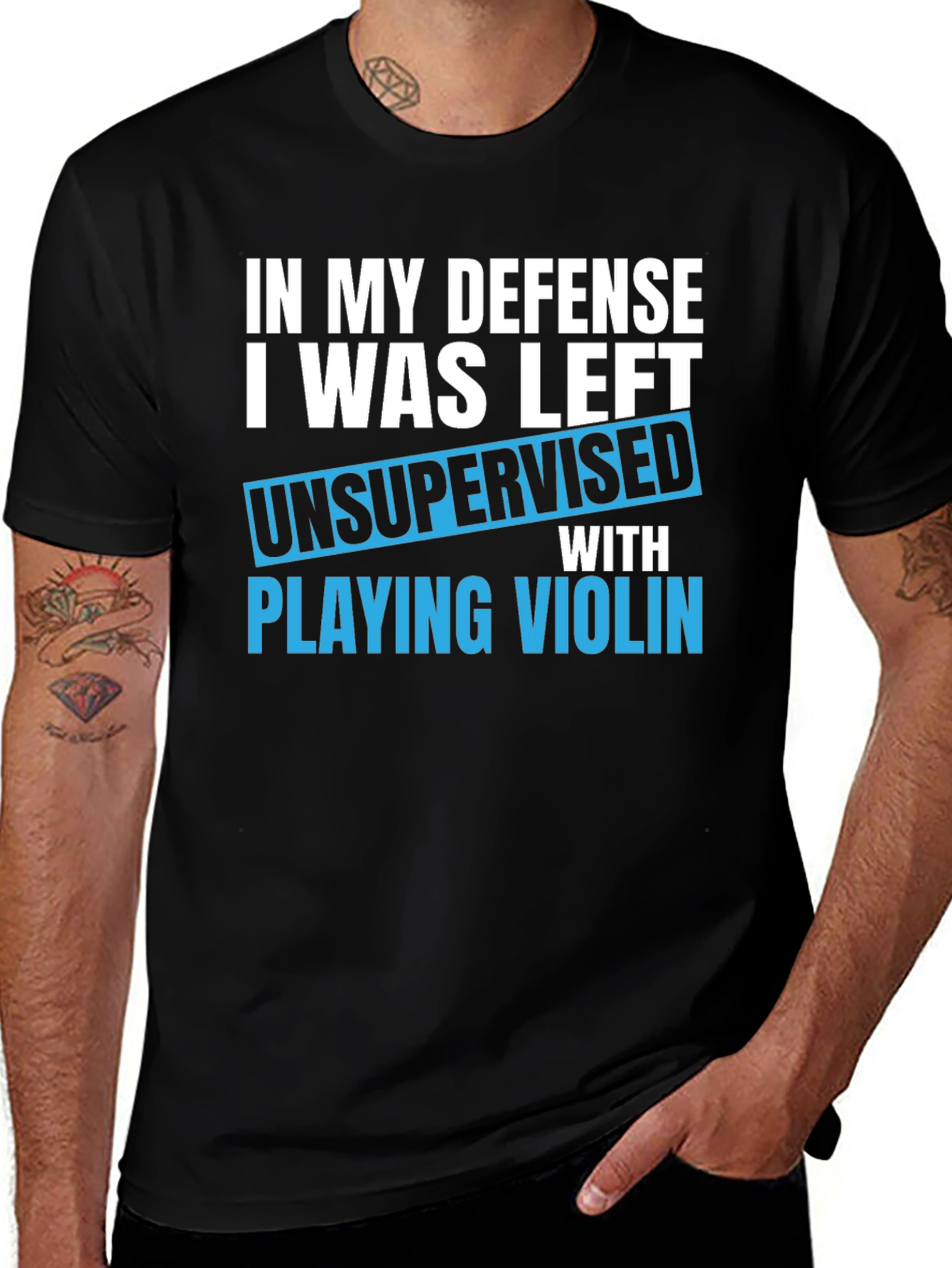 Variant 26 of Funny Musician T-Shirt - In My Defense Violin