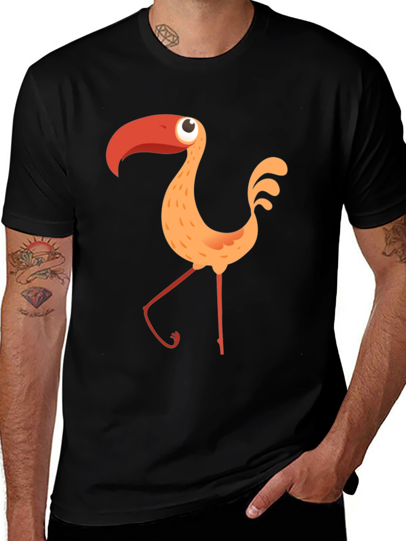 Variant 20 of Funky Flamingo Graphic Black T-Shirt