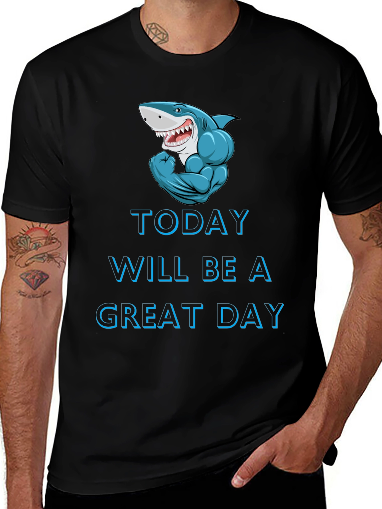 Variant 25 of Today Will Be a Great Day Shark Graphic Tee