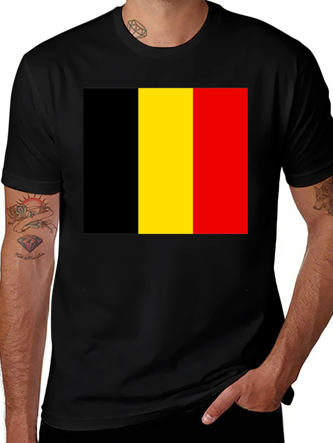Belgium Flag T-Shirt - Black, Yellow, Red