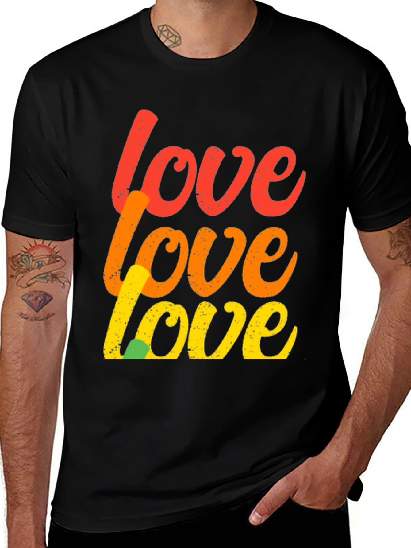 Variant 6 of Retro Love T-Shirt - Black Crew Neck Tee
