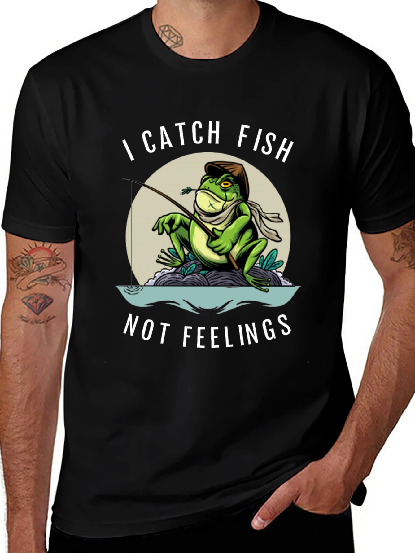 Variant 18 of Funny Fishing Frog T-Shirt - I Catch Fish Not Feelings