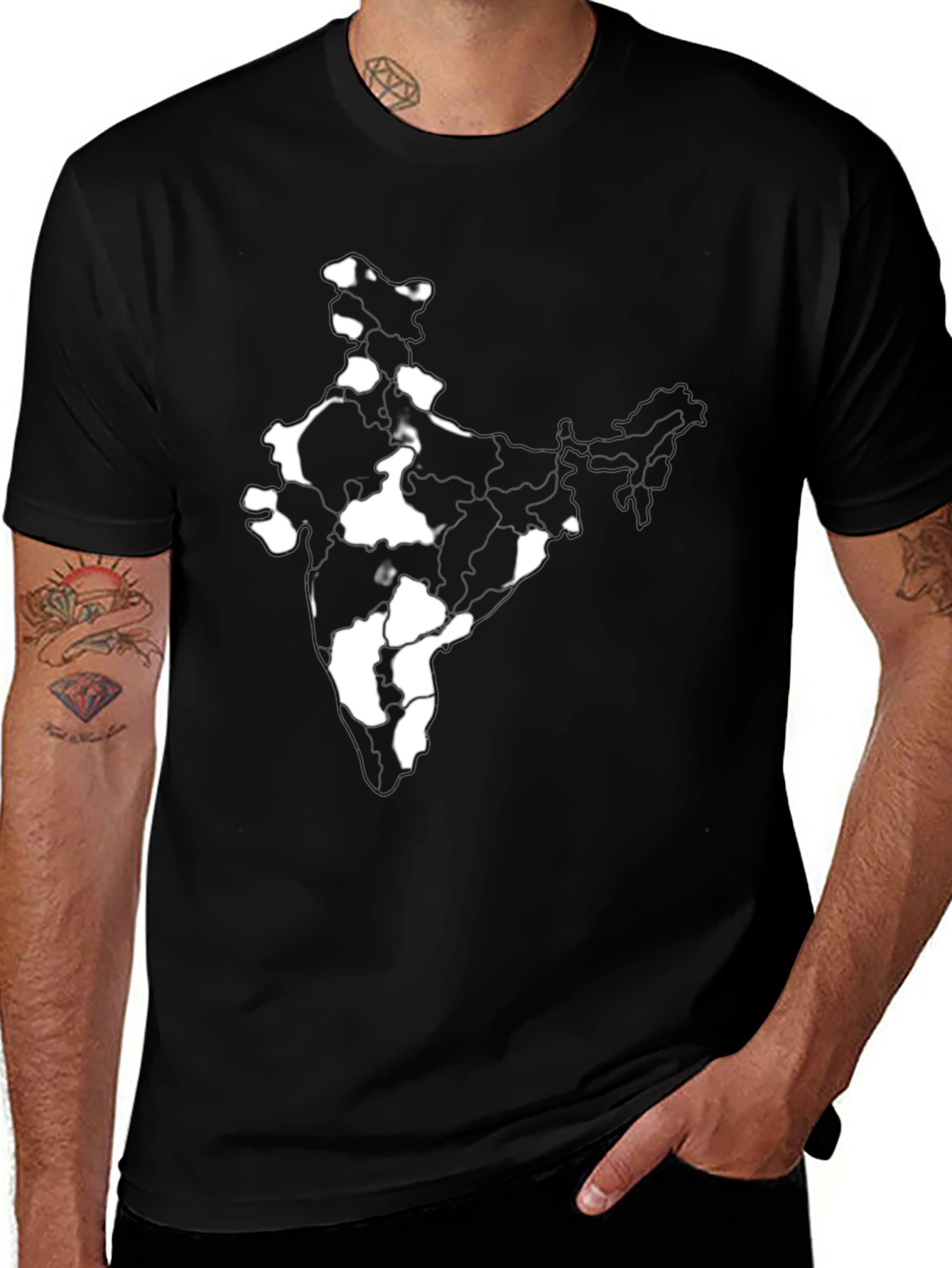 Variant 6 of India Map Graphic Tee - Black Cotton T-Shirt