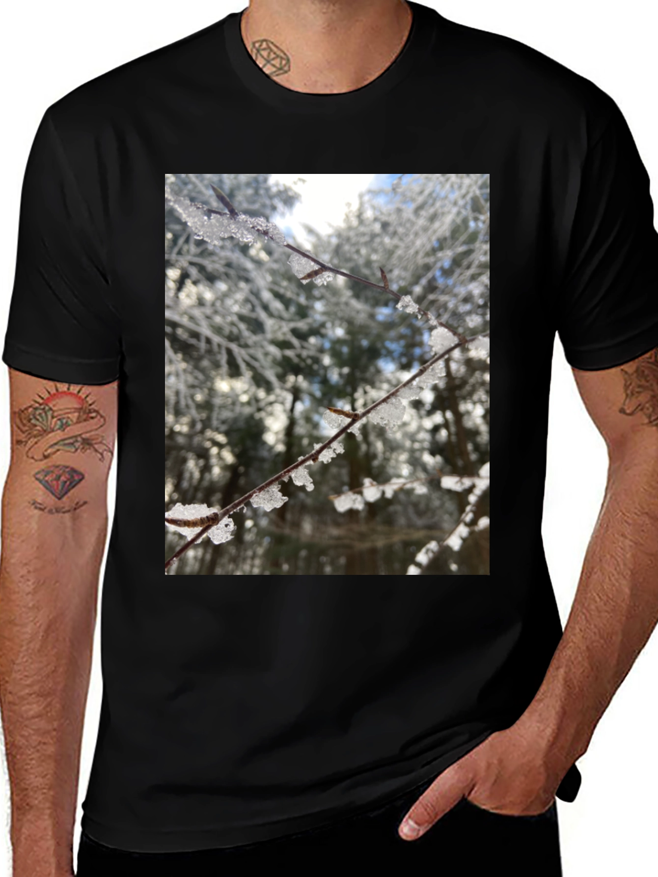 Variant 14 of Winter Branch Graphic Tee - Nature Inspired Design