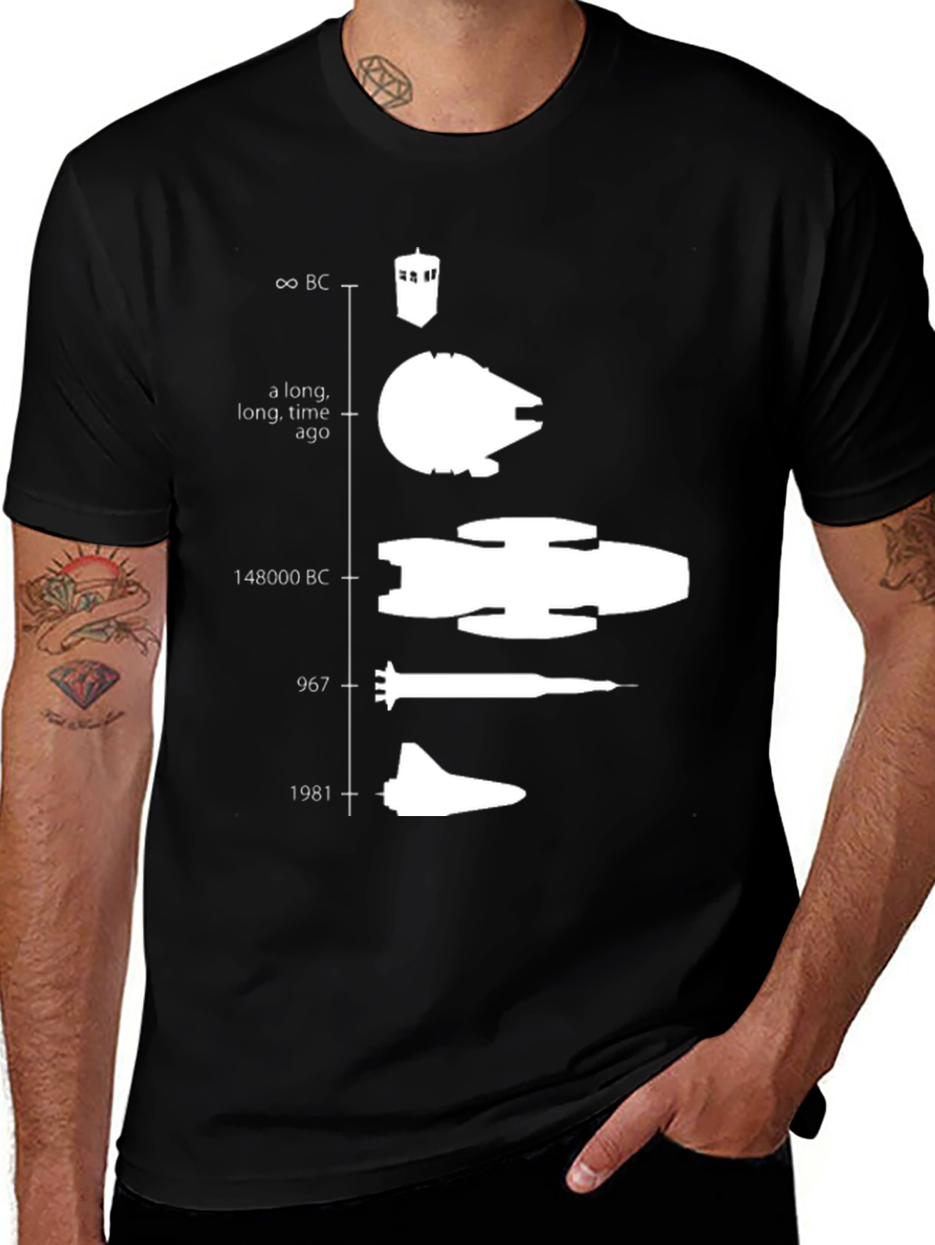 Variant 23 of Evolution of Spacecraft Black T-Shirt