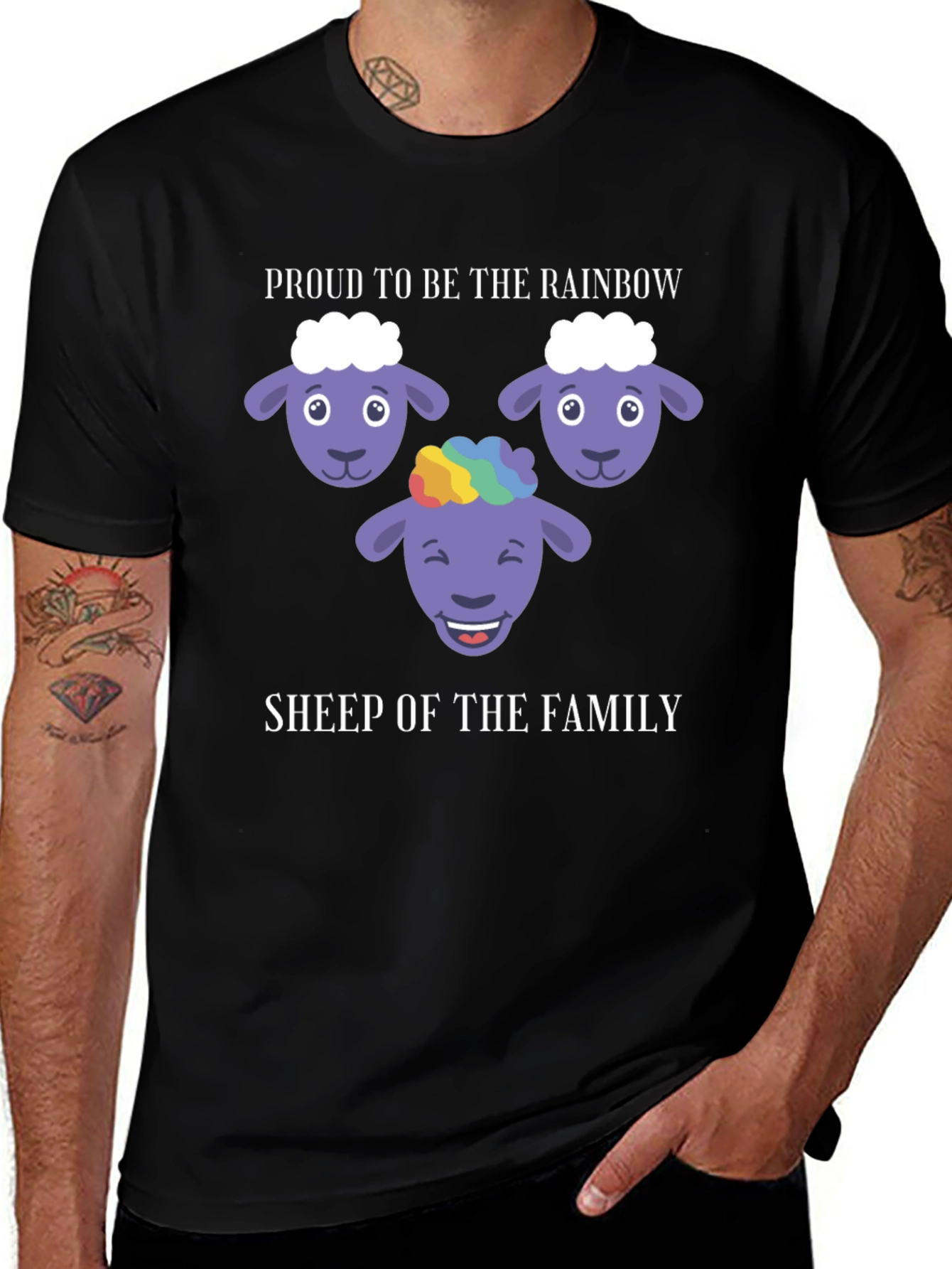 Variant 6 of Rainbow Sheep Family Pride T-Shirt