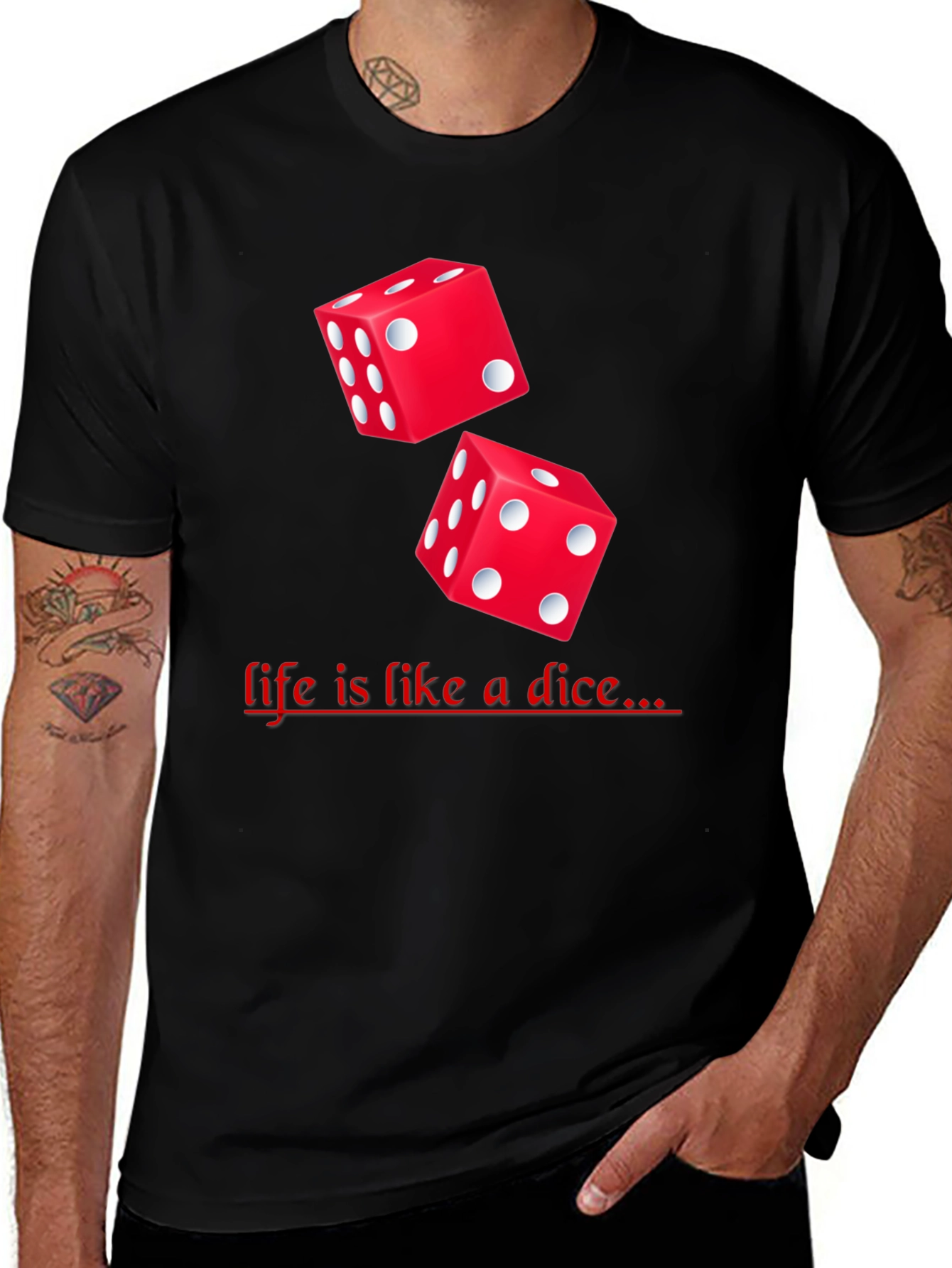 Variant 17 of Dice Graphic Black T-Shirt - Life's a Game!
