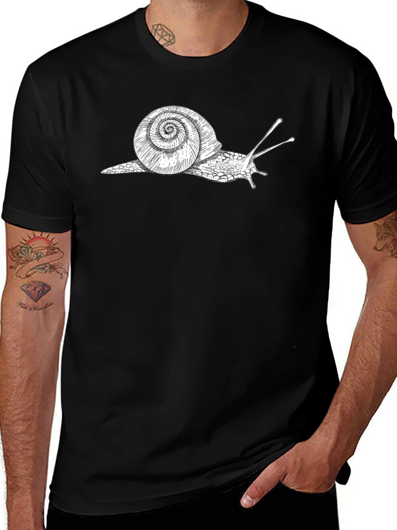 Variant 26 of Snail Graphic Tee - Black Cotton T-Shirt