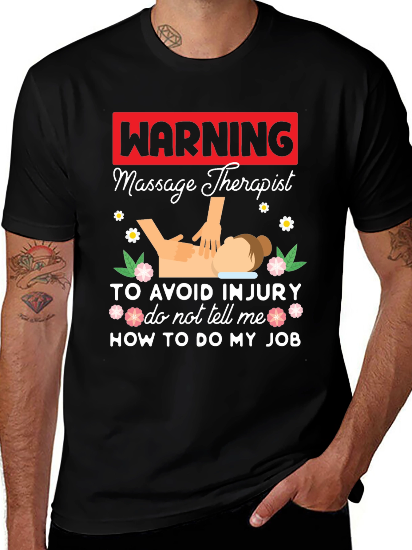 Variant 27 of Warning Massage Therapist Graphic Tee