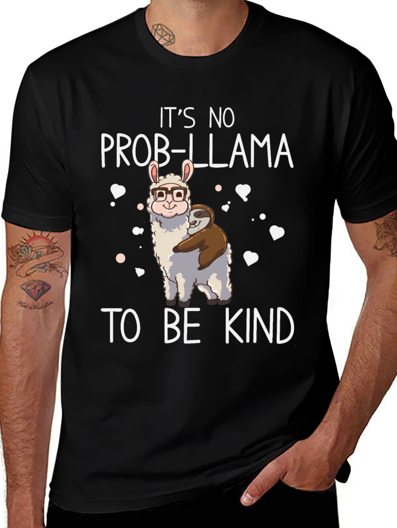 Variant 27 of It's No Prob-Llama To Be Kind Black T-Shirt