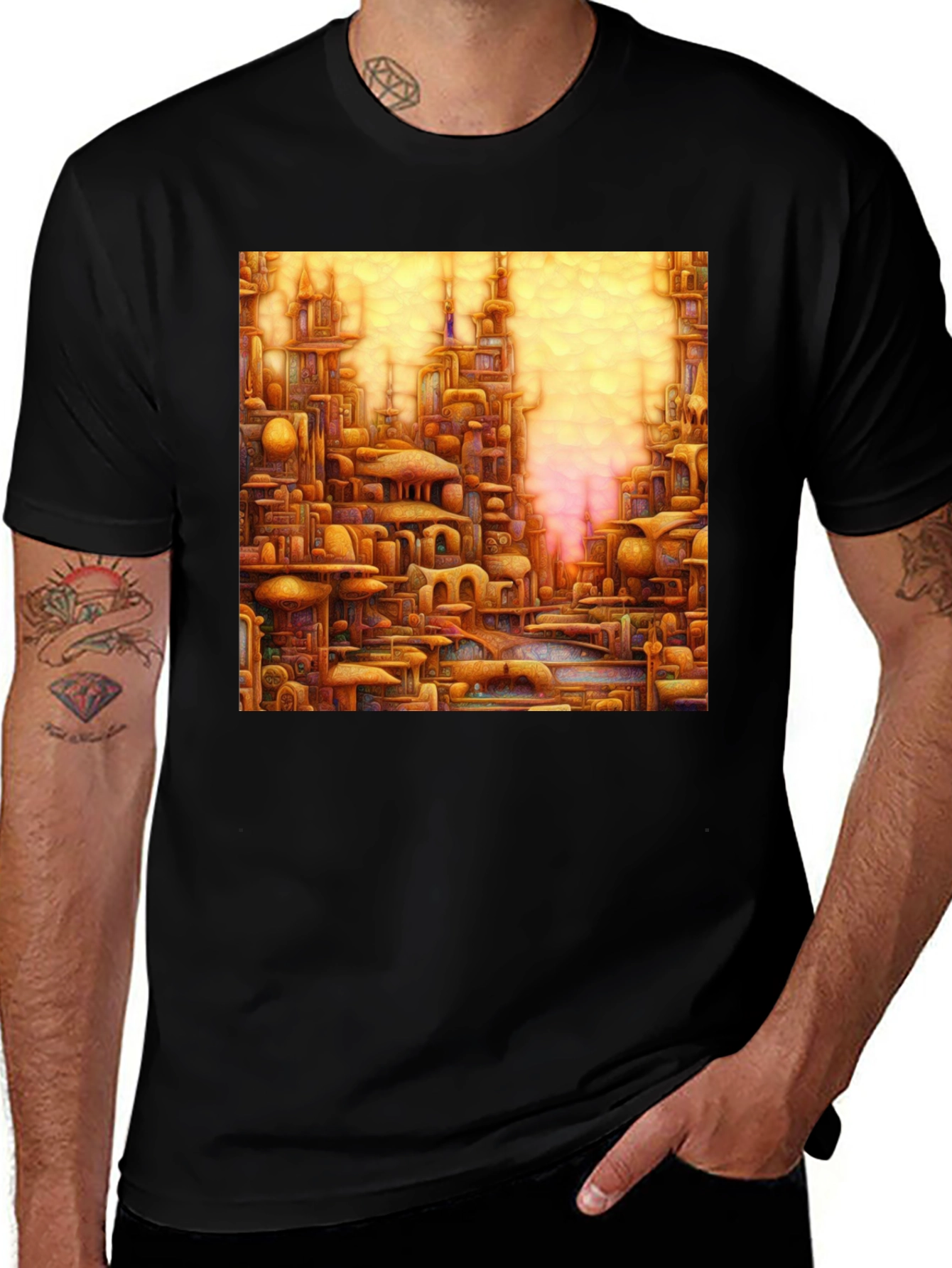 Variant 13 of Abstract Cityscape Graphic Tee - Unique Artistic Design