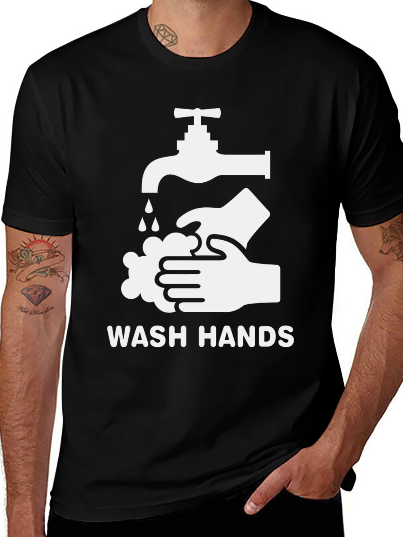 Wash Hands Graphic Tee - Black
