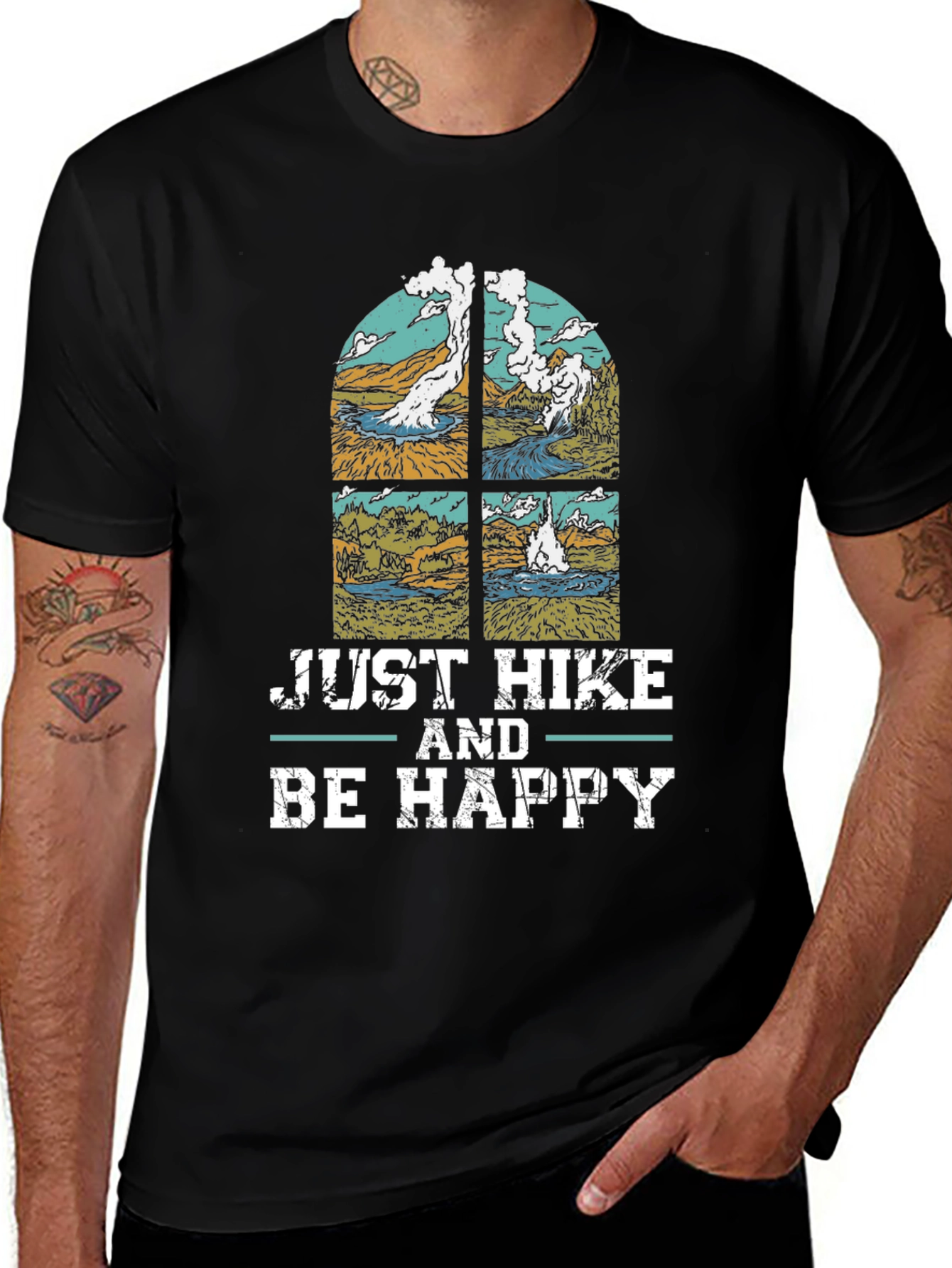 Variant 7 of Just Hike & Be Happy T-Shirt - Nature Lover's Tee