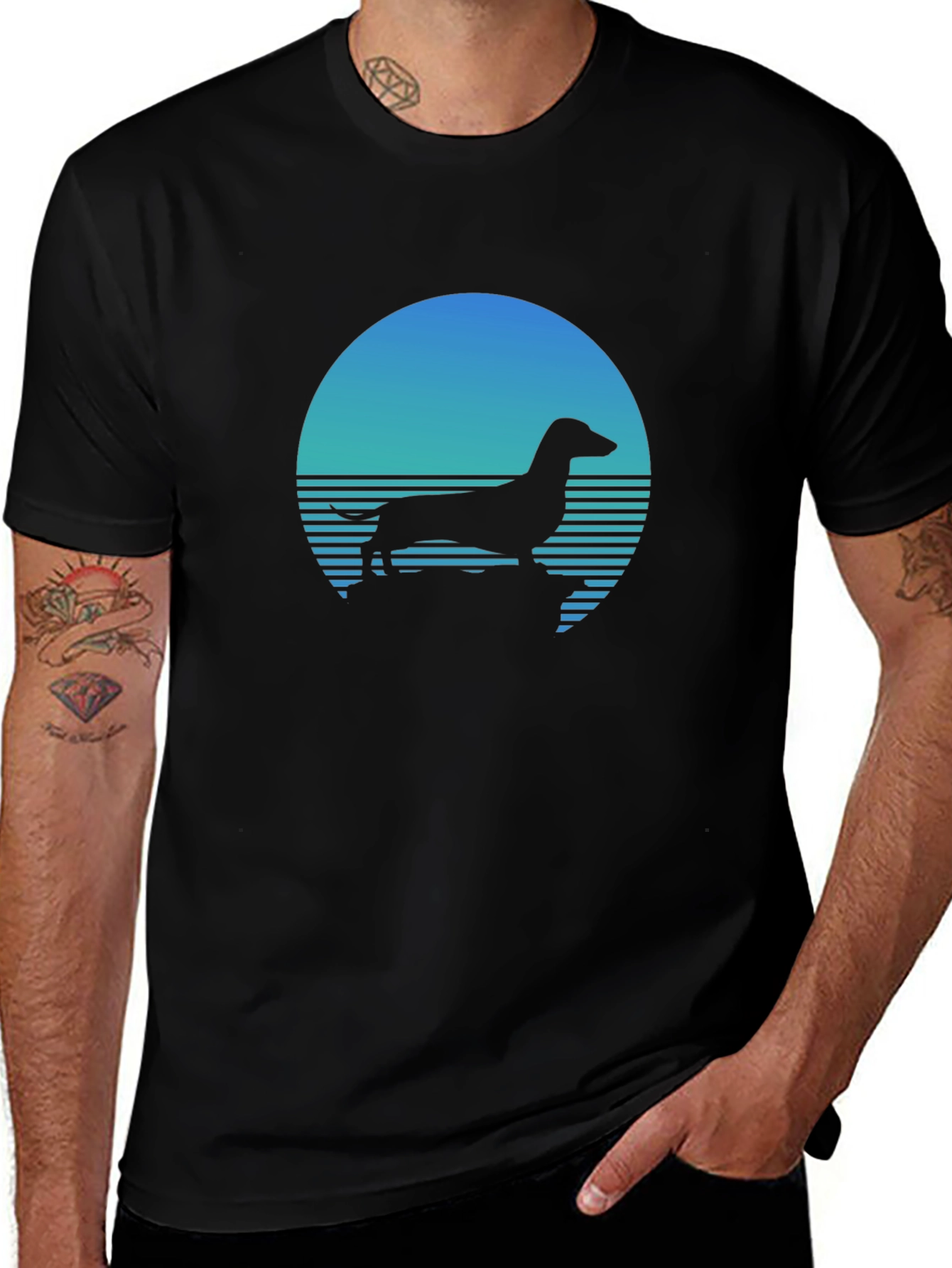 Variant 7 of Retro Dachshund Silhouette T-Shirt