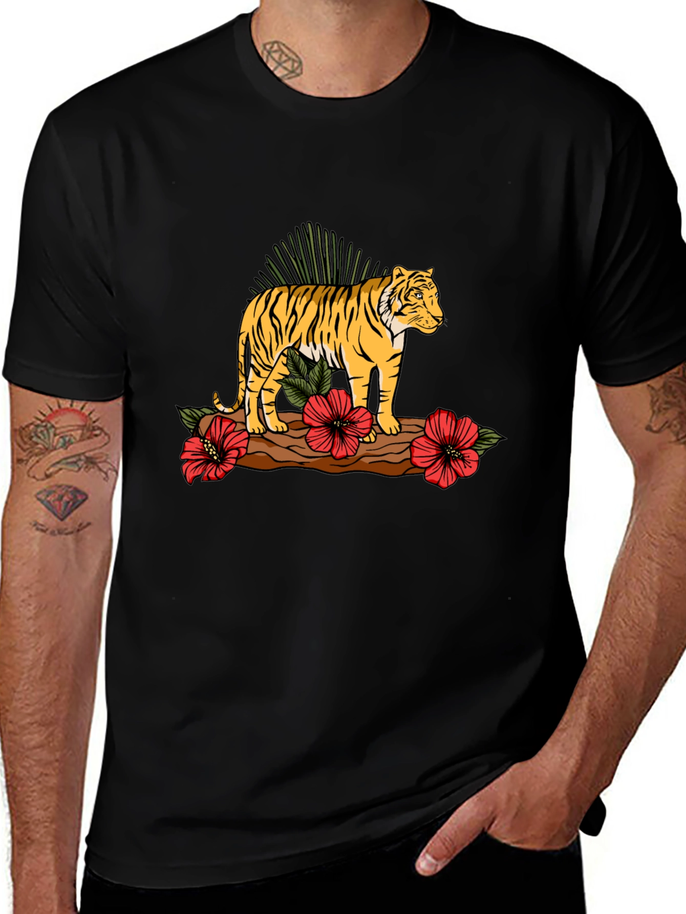 Variant 29 of Tiger Graphic Print Black T-shirt