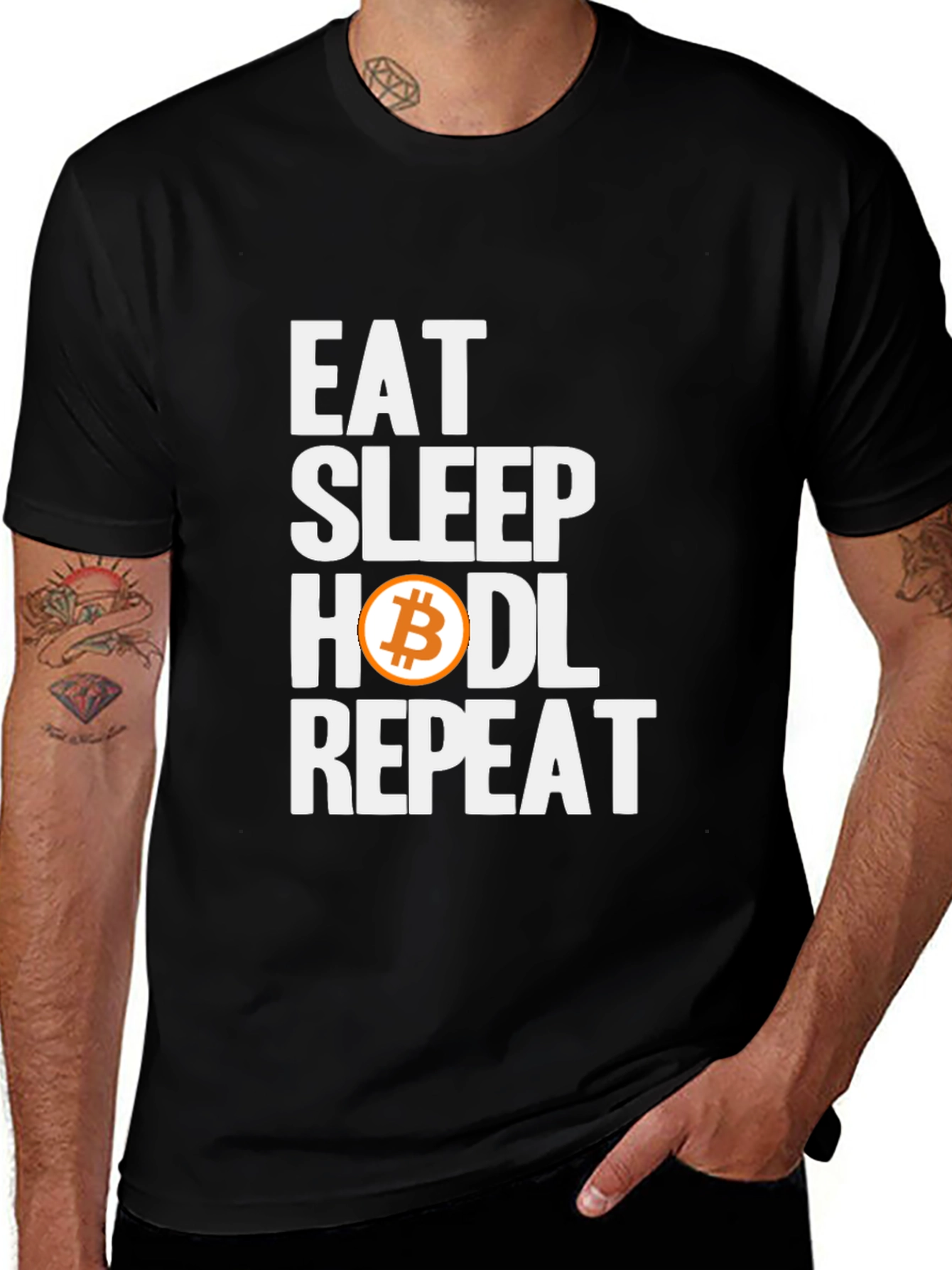 Eat Sleep HODL Bitcoin T-Shirt - Crypto Investor Tee