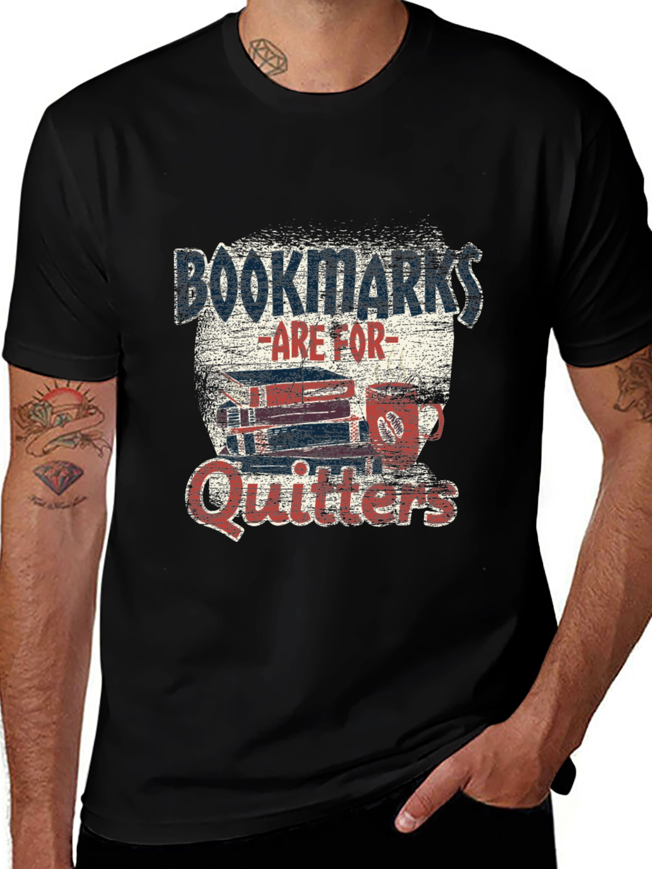 Variant 13 of Bookmarks Are For Quitters T-Shirt Novelty Bookworm Tee